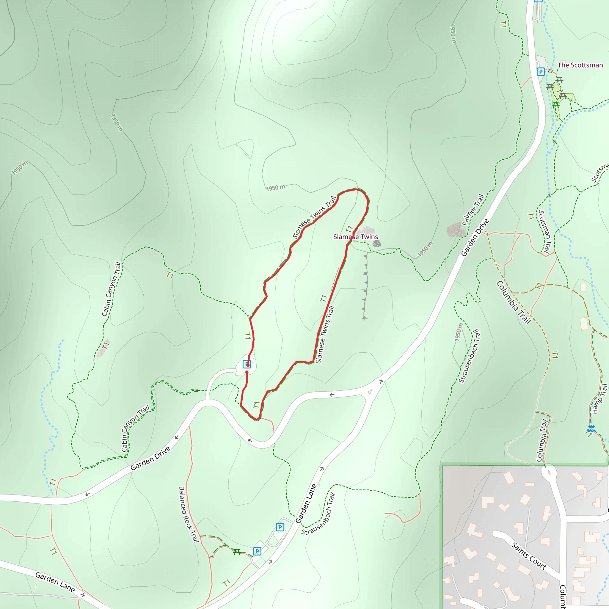 Siamese Twins Loop Trail mobile static map