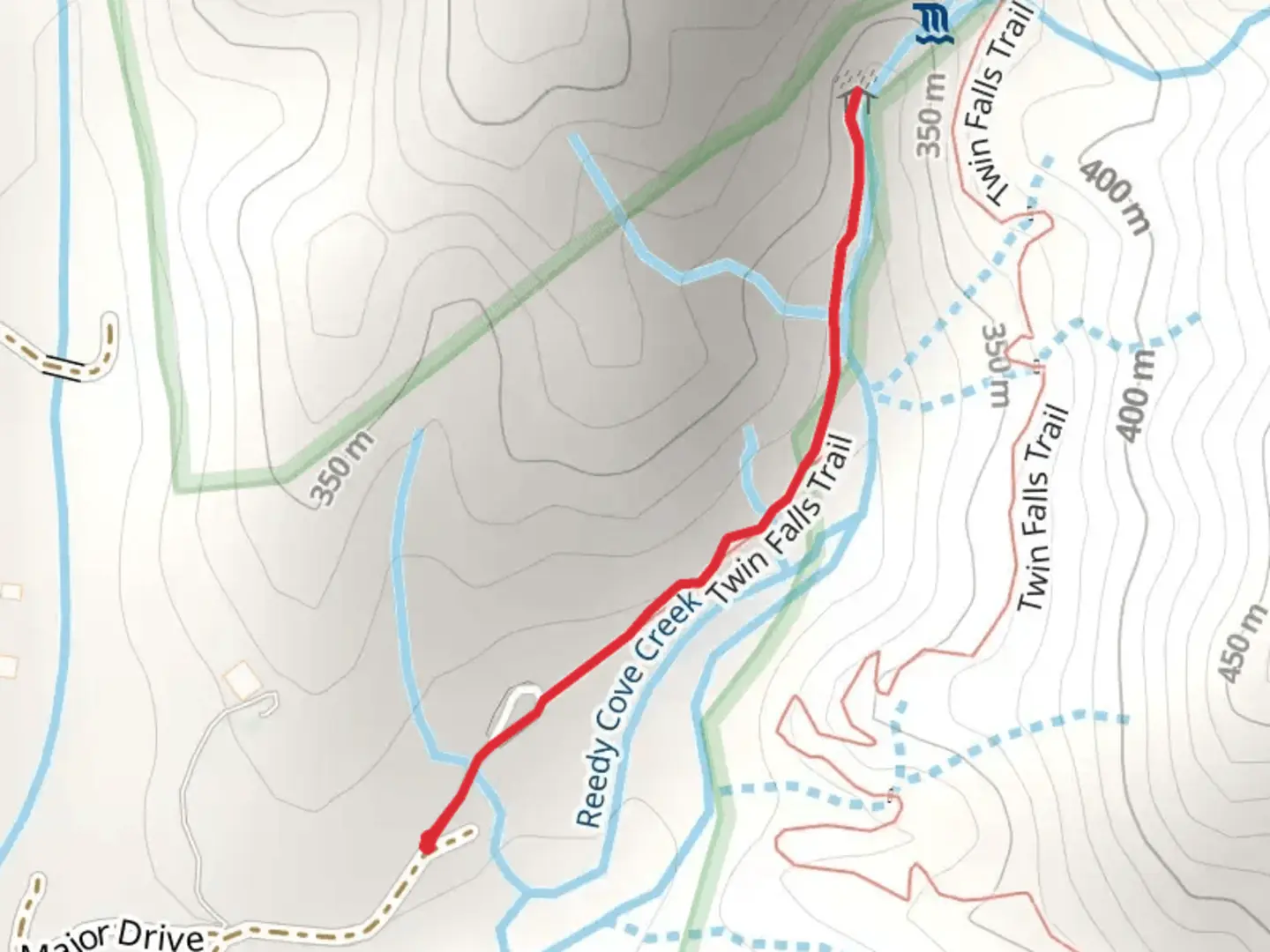 An image depicting the trail Twin Falls and its surrounding area.
