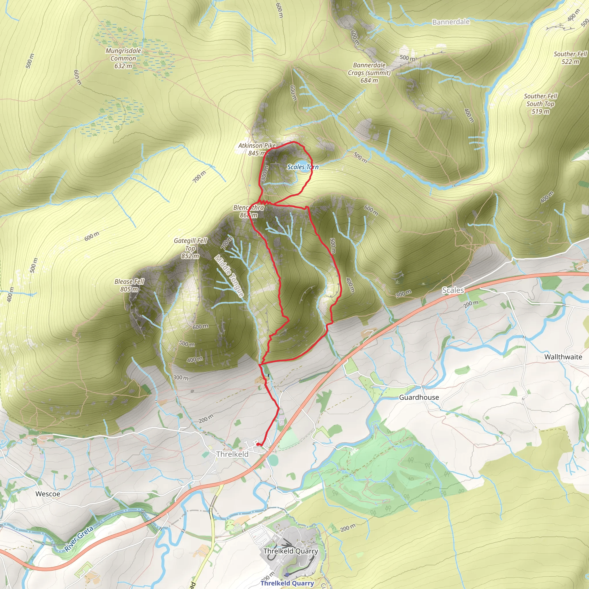 Blencathra and Scales Tarn Circular Hike mobile static map