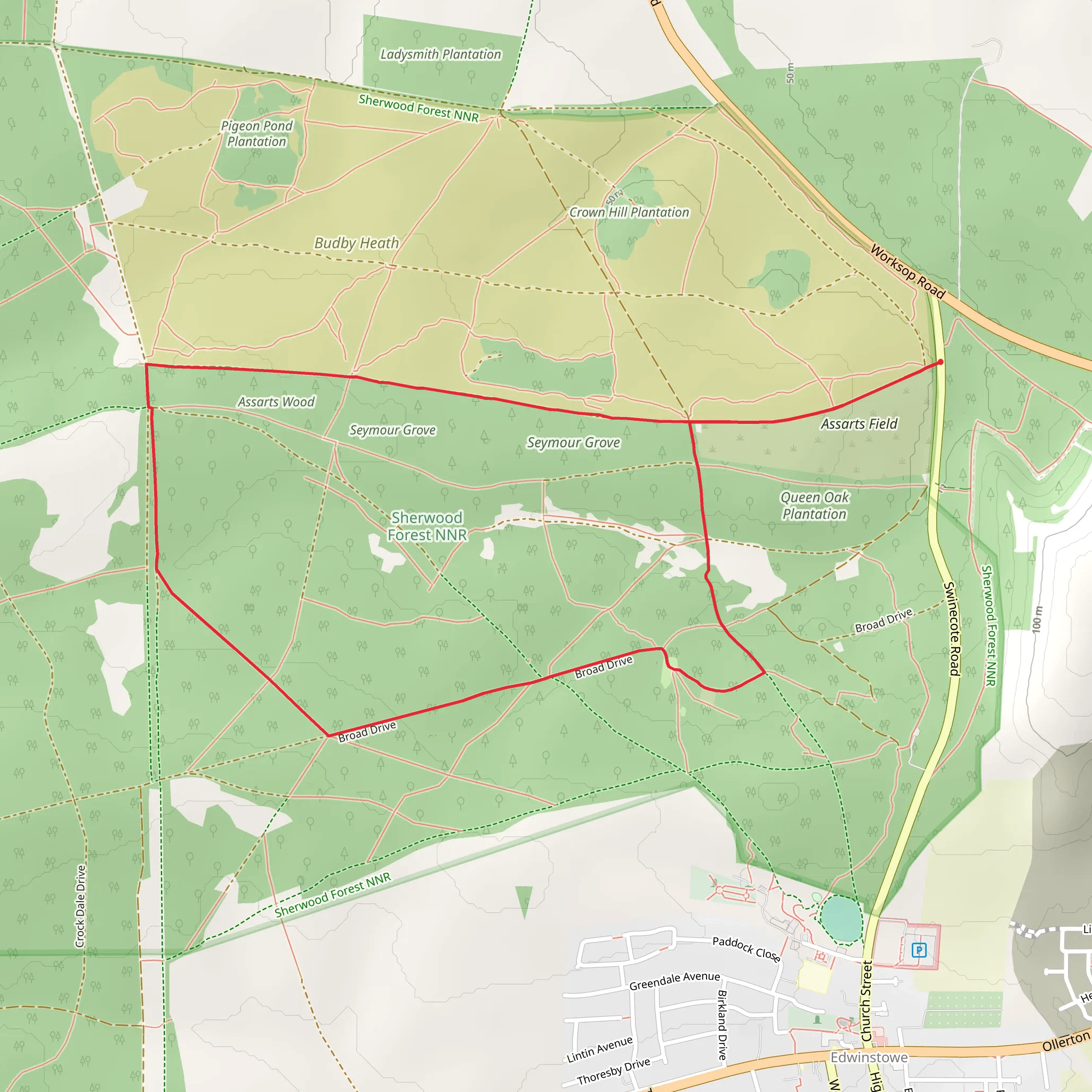 Sherwood Forest NNR Circular mobile static map
