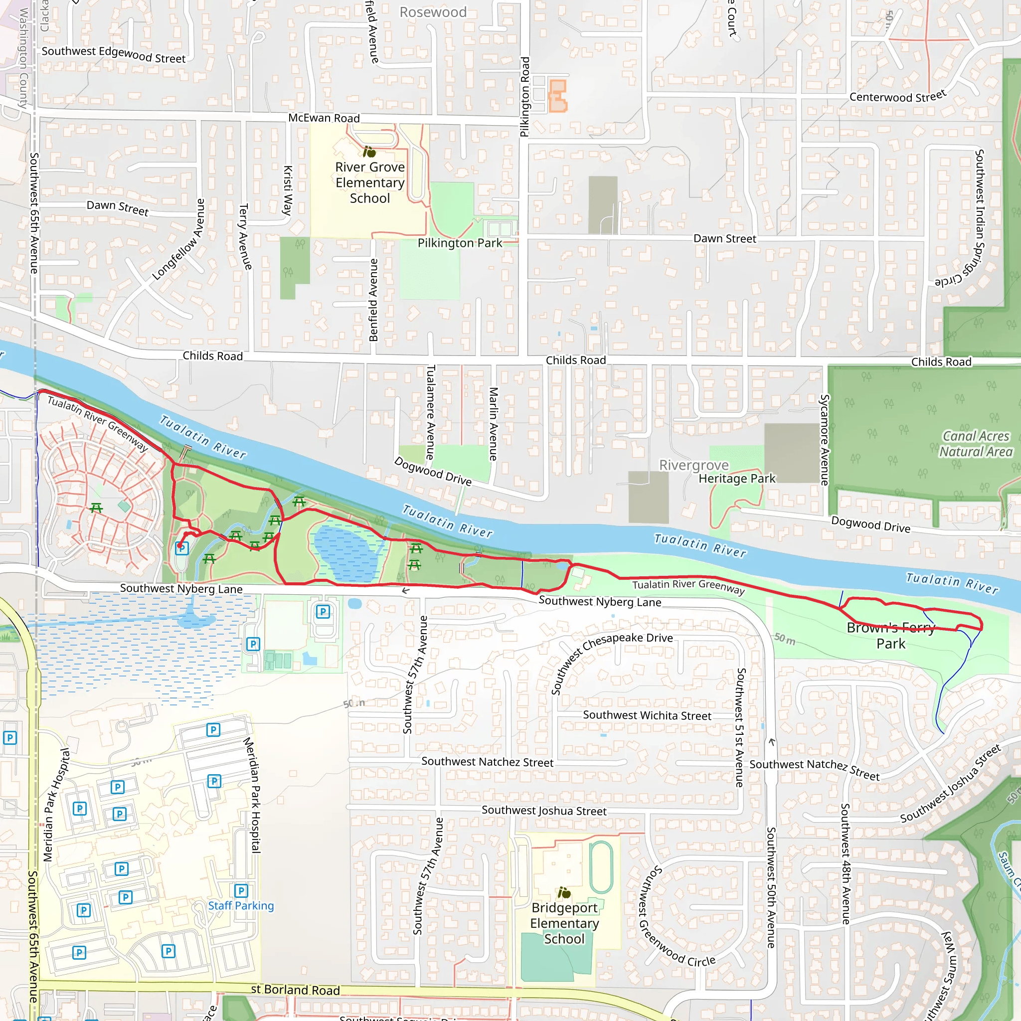 Tualatin River Greenway mobile static map