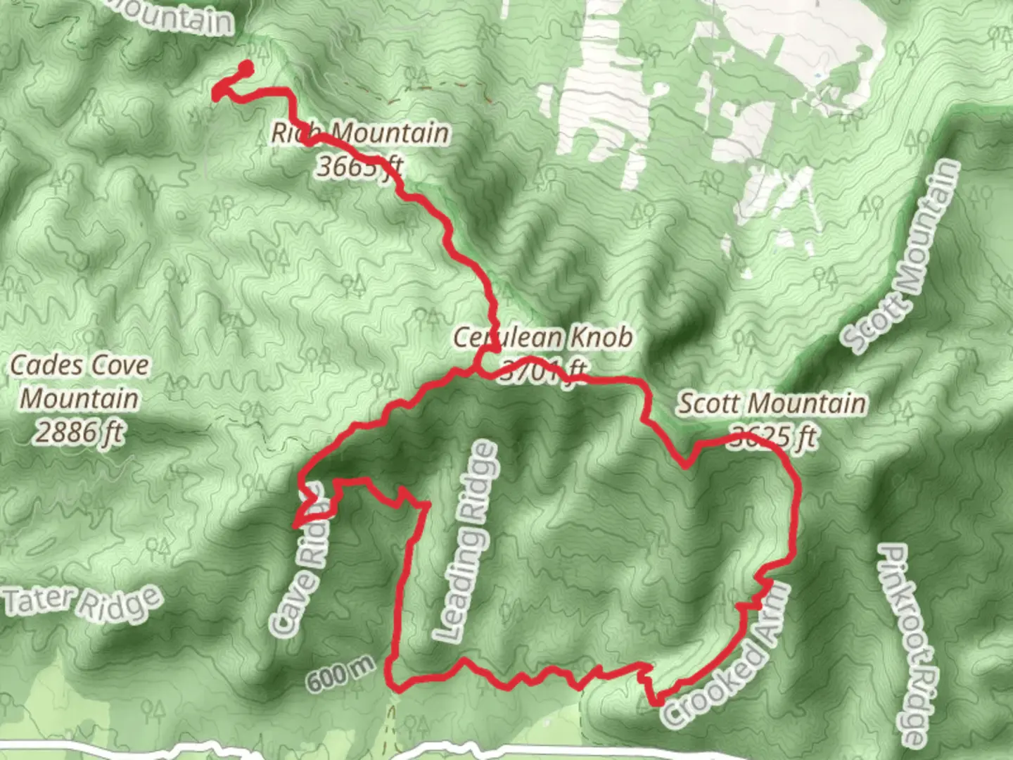 An image depicting the trail Indian Grave Gap Trail and Crooked Arm Ridge Trail and its surrounding area.