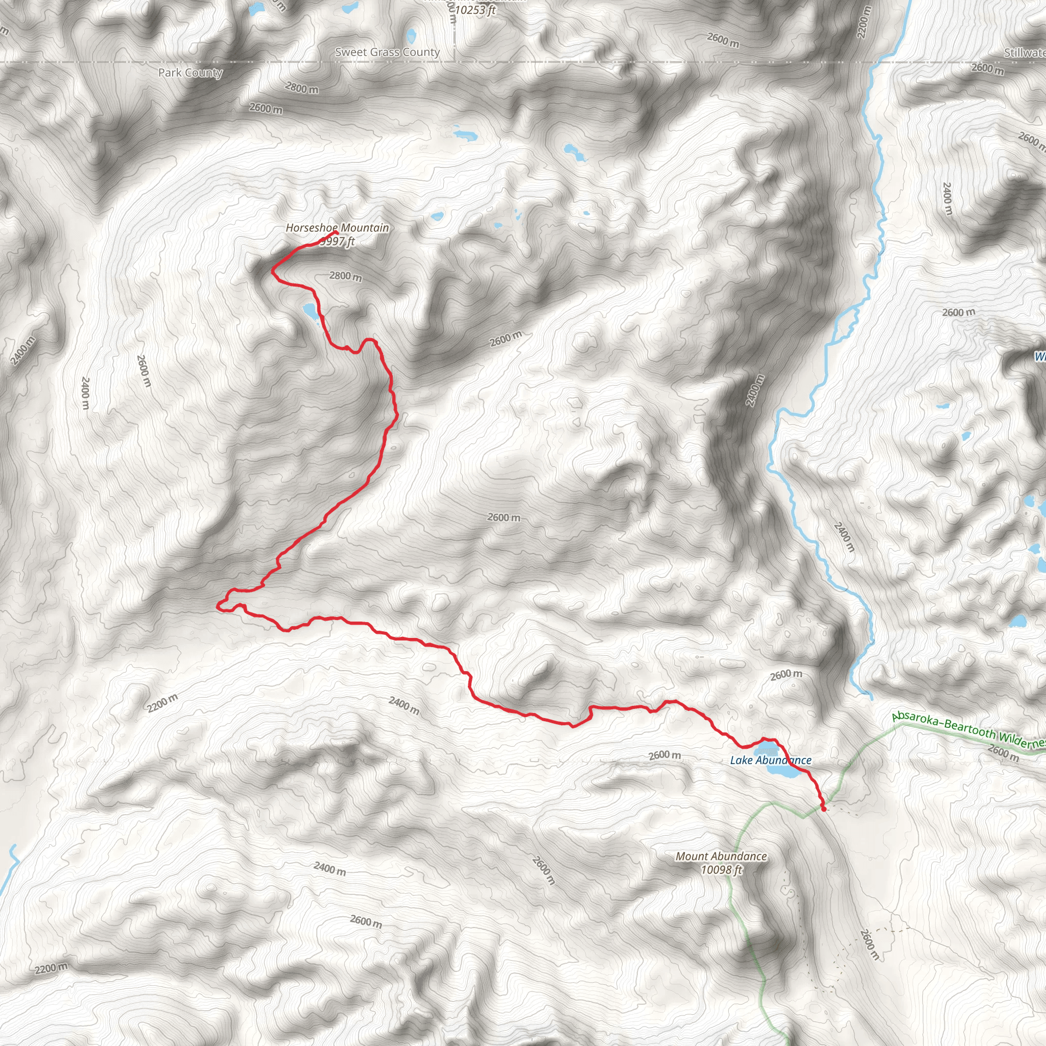 Horseshoe Lake and Mountain via Lake Creek Trail mobile static map