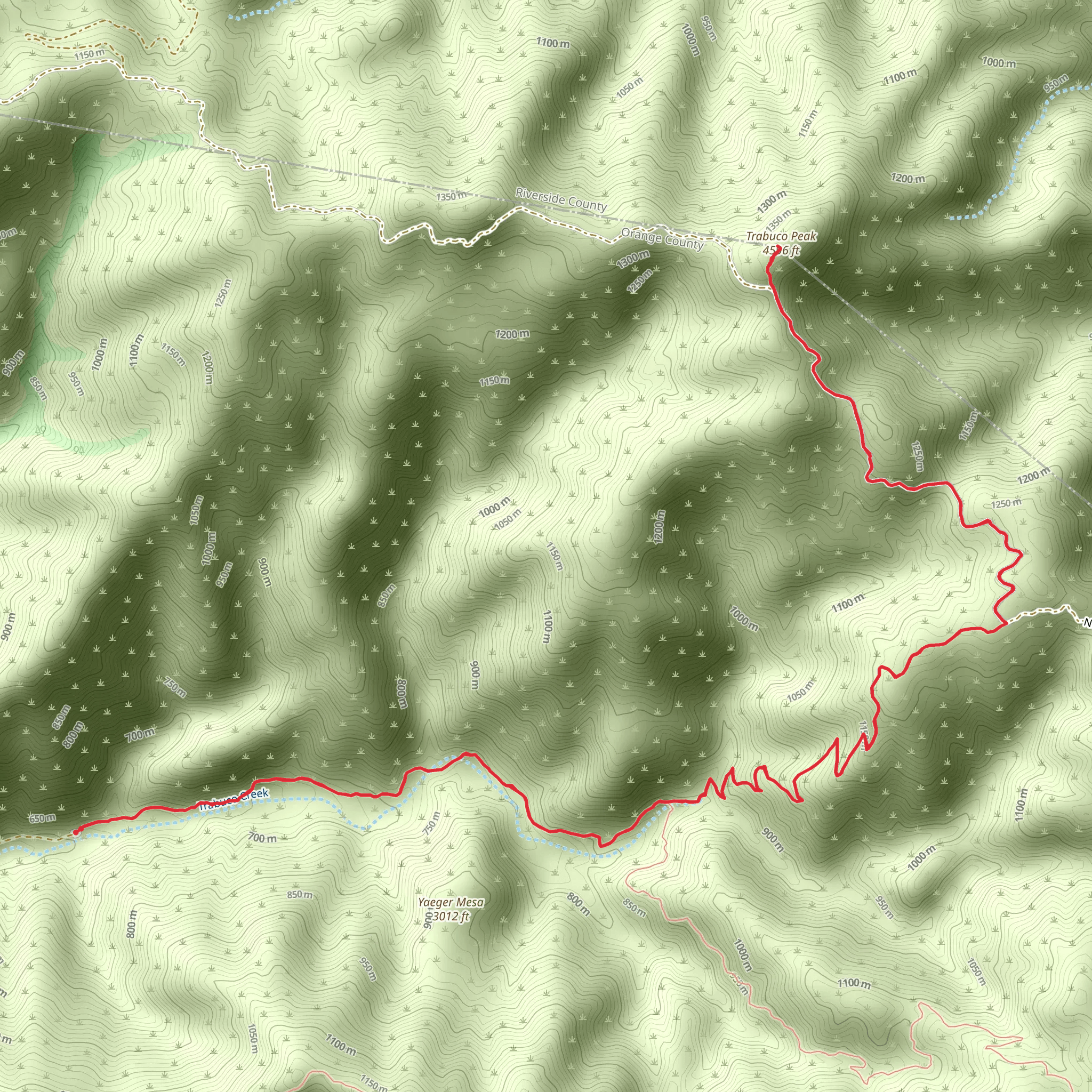 Trabuco Peak via Trabuco Creek Trail mobile static map