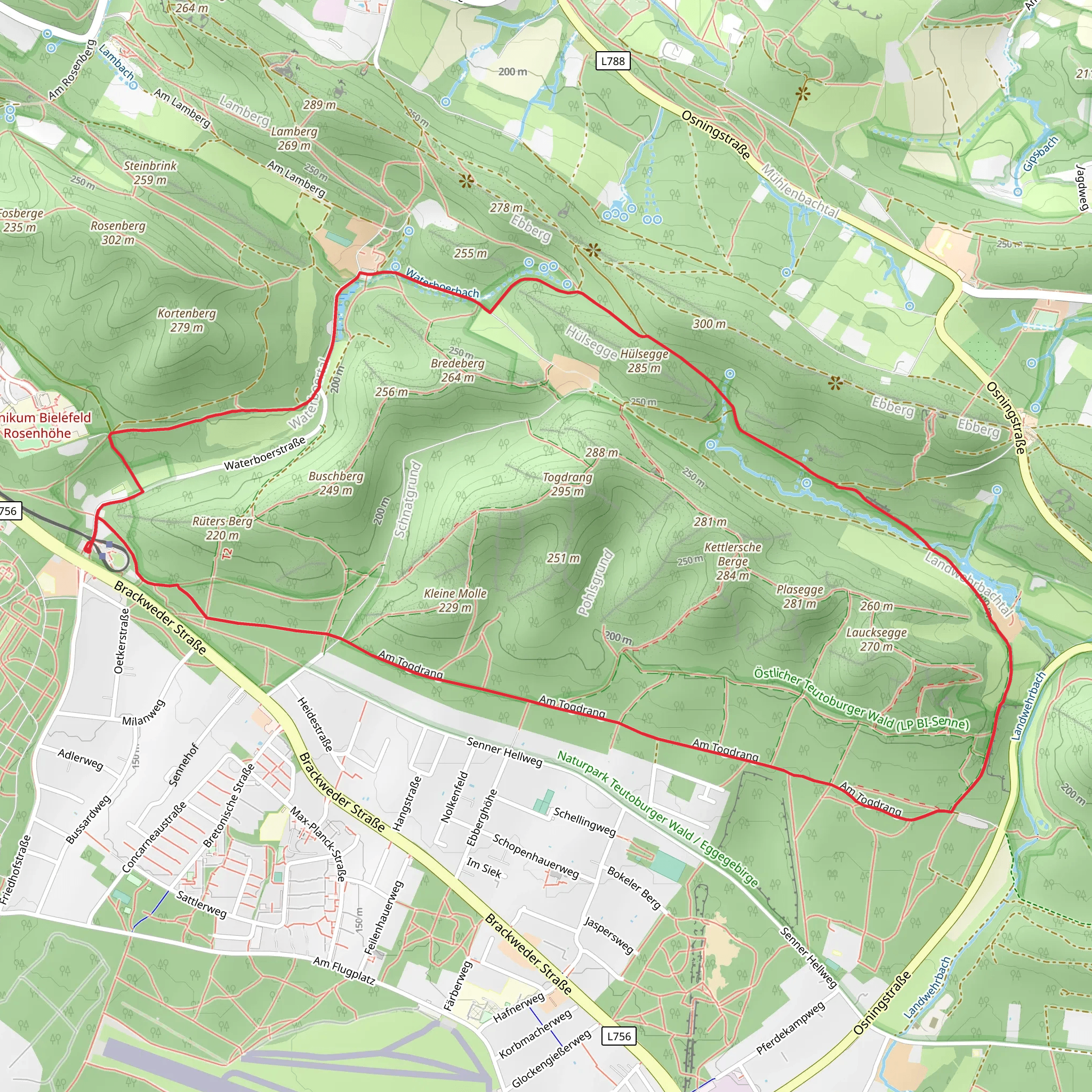 Bielefeld Dalbke and Am Togdrang mobile static map