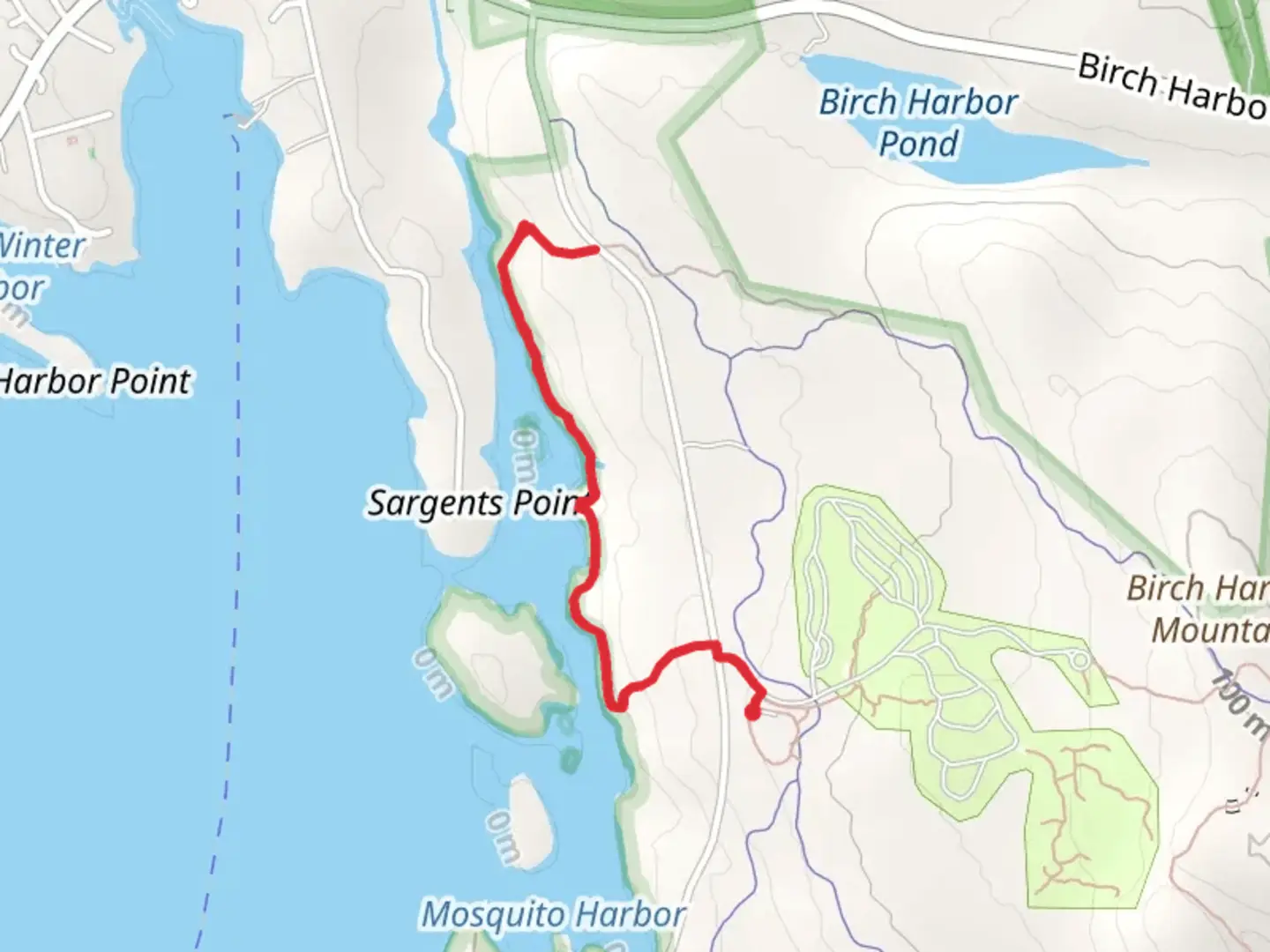 An image depicting the trail Lower Harbor Trail from Bus Lane and its surrounding area.