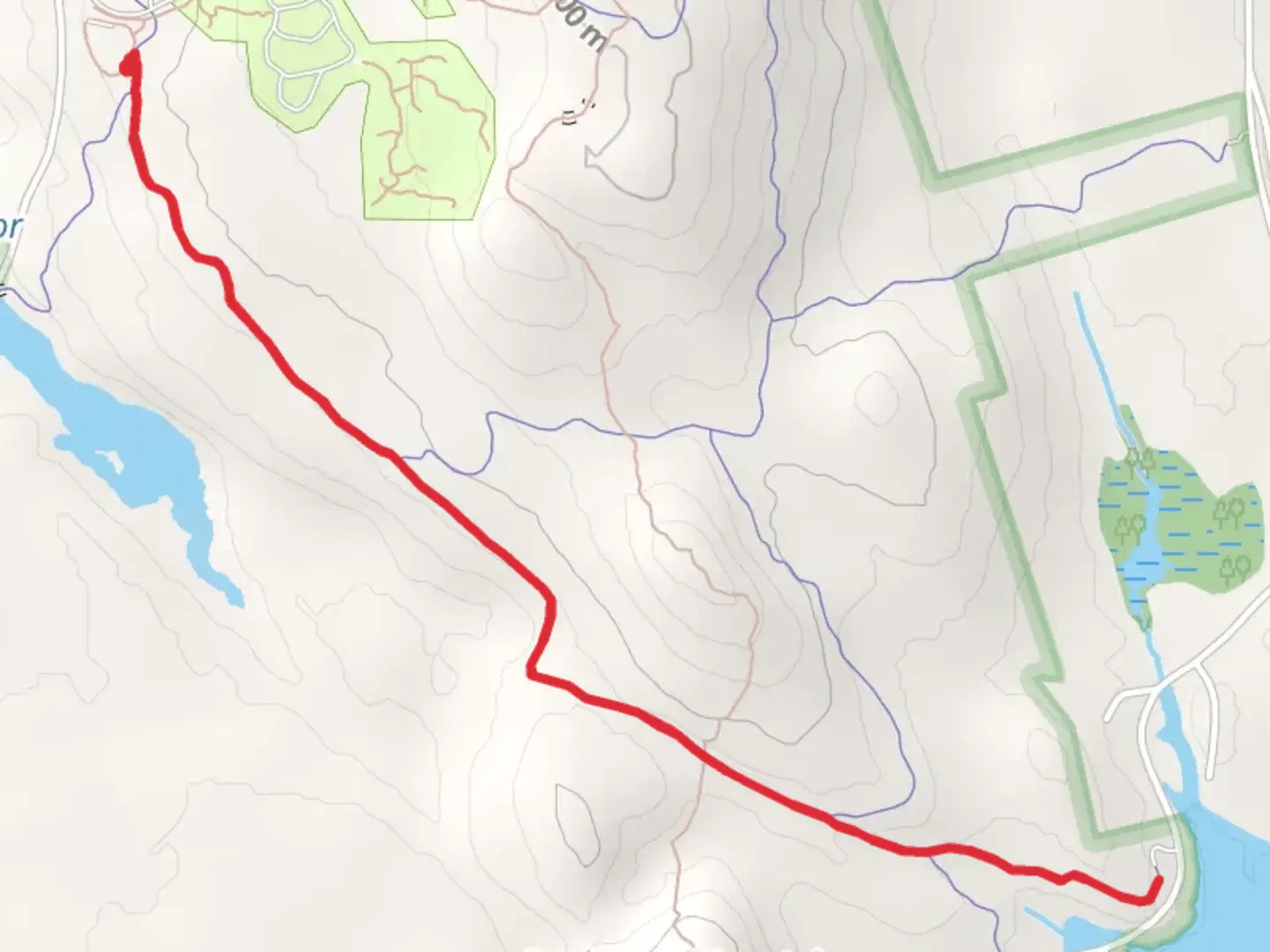 An image depicting the trail Wonsqueak Path Out and Back and its surrounding area.