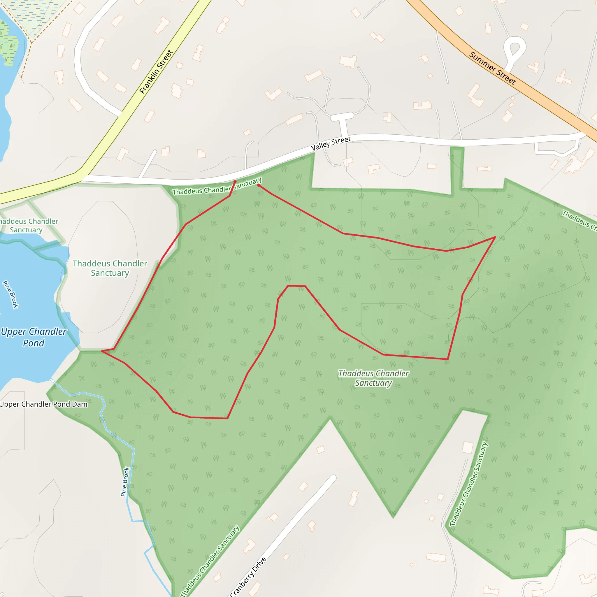 Upper Chandler Pond and Thaddeus Chandler Sanctuary Loop mobile static map