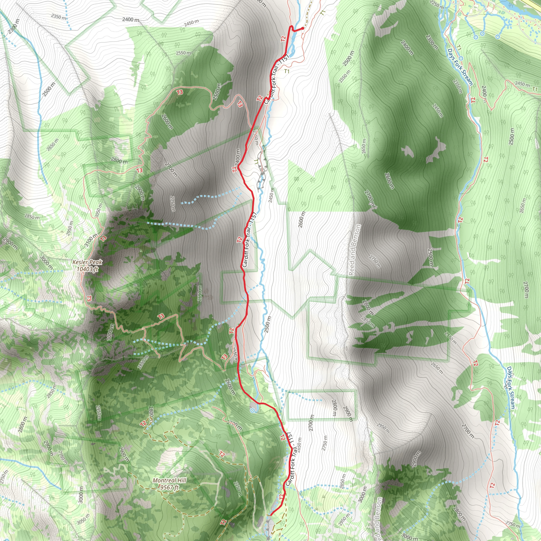 Cardiff Fork Trail mobile static map