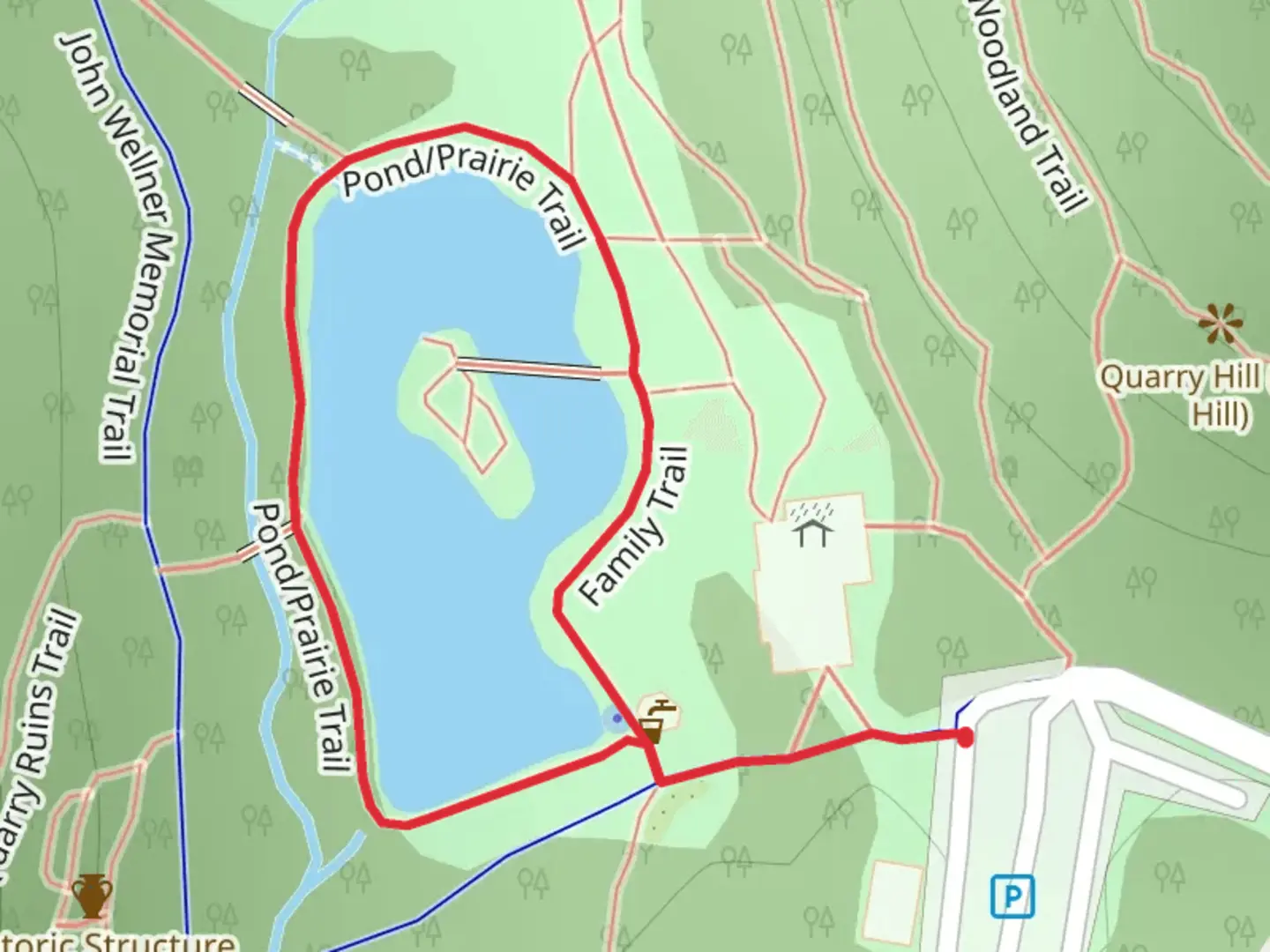 An image depicting the trail Pond - Prairie Loop Trail and its surrounding area.