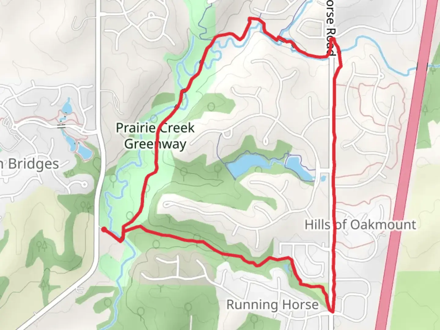 An image depicting the trail Prairie Creek Loop and its surrounding area.