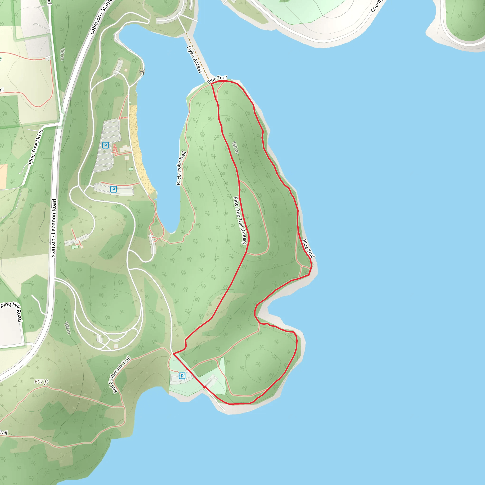 Blue and Pine Tree Loop Trail mobile static map