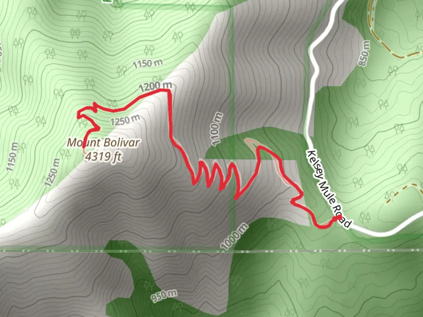 An image depicting the trail Mount Bolivar Trail and its surrounding area.