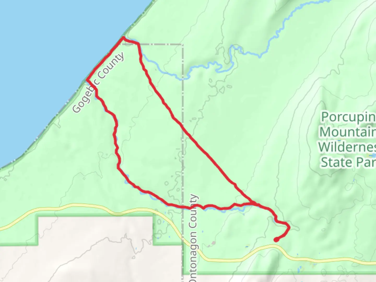 An image depicting the trail Cross, Lake Superior and Little Carp River Loop Trail and its surrounding area.