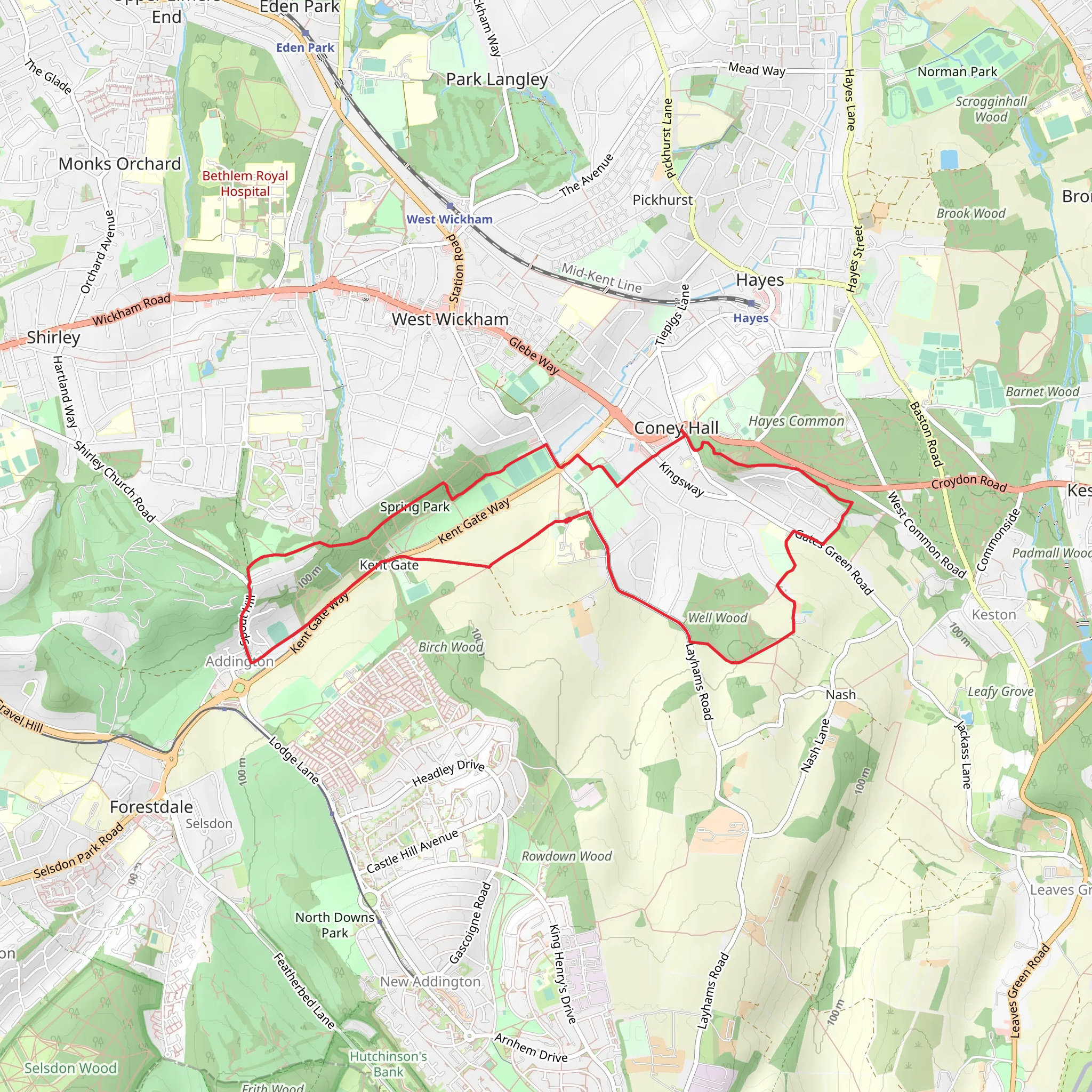 Threehalfpenny Wood and Well Wood Loop mobile static map