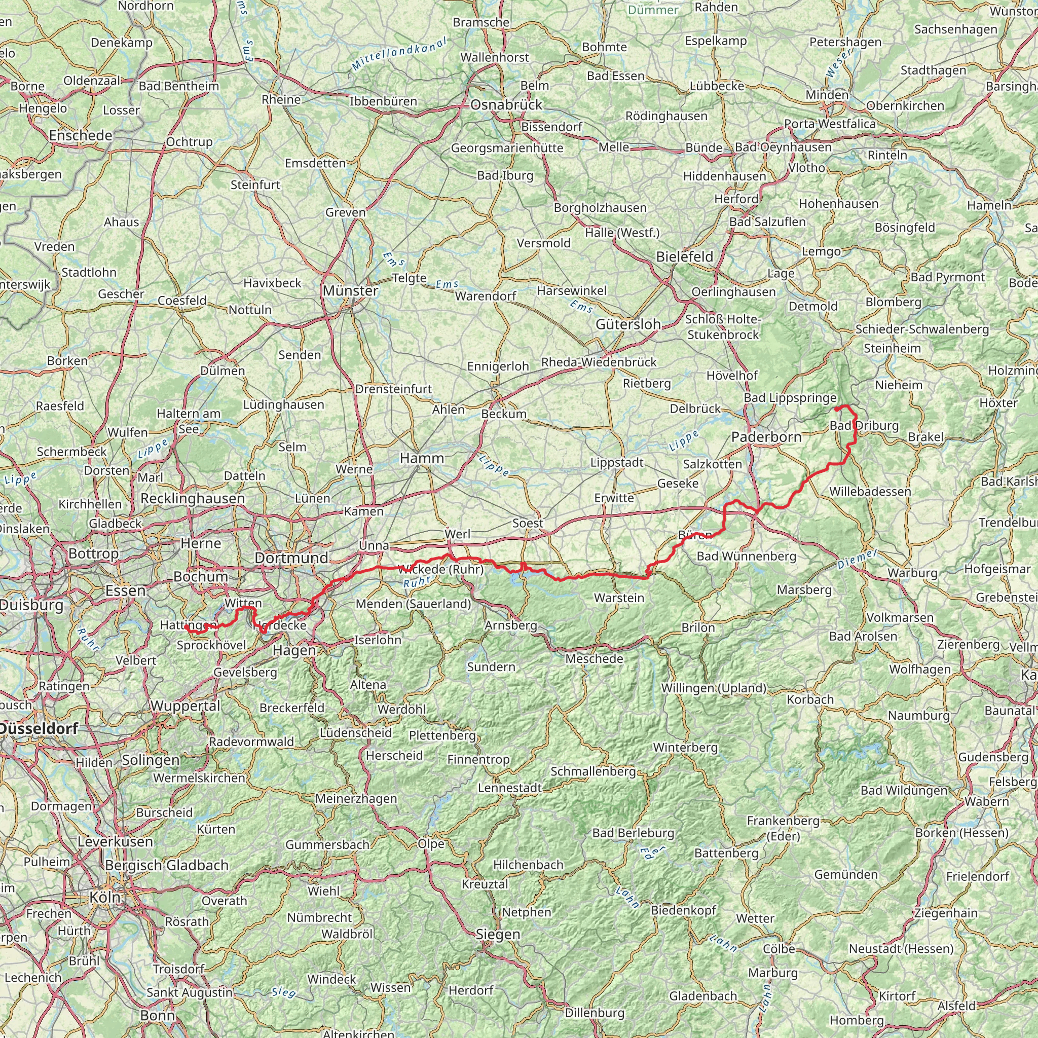 WestfalenWanderWeg mobile static map
