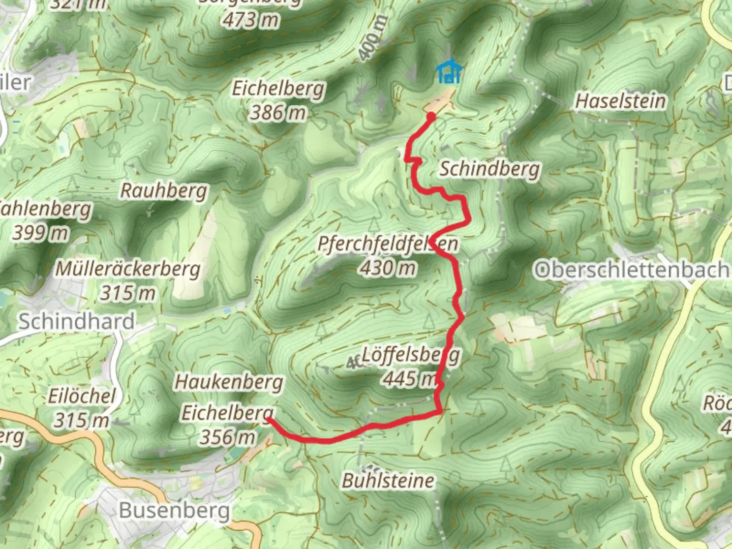 An image depicting the trail Eichelberg Walk and its surrounding area.