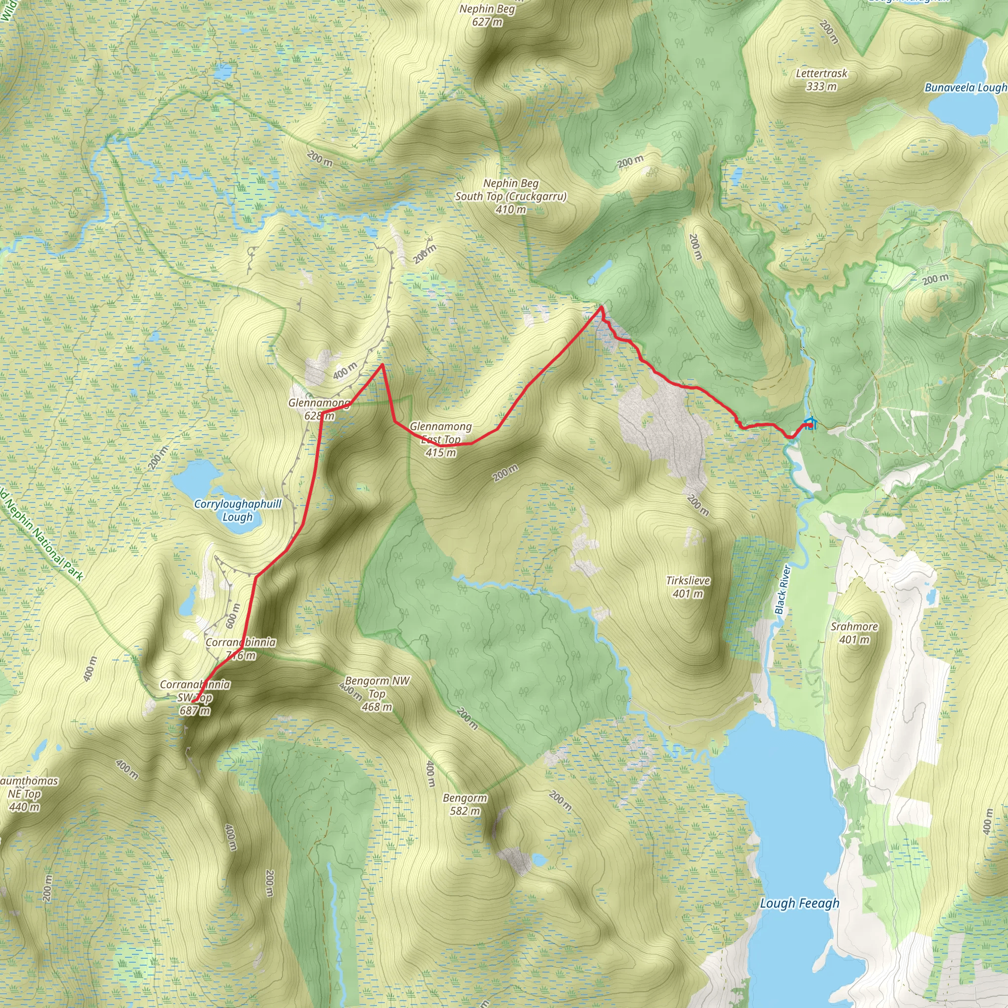 Ireland 7 summits - Nephin beg range - advanced plus mobile static map