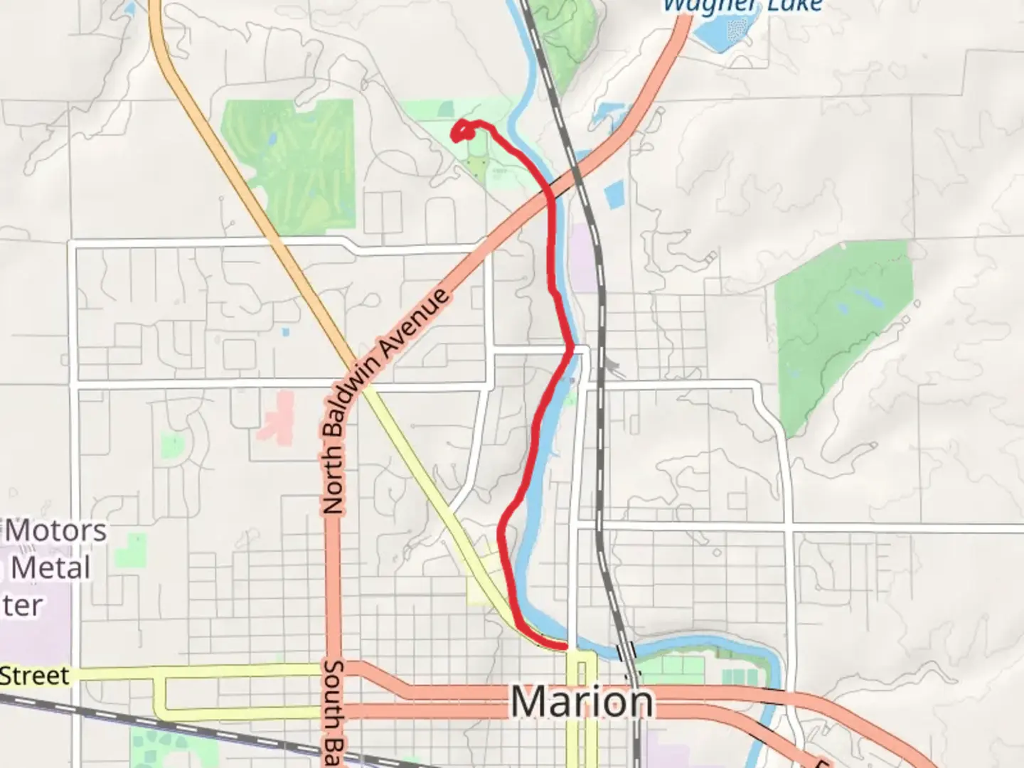 An image depicting the trail Mississinewa River - North Park Road and its surrounding area.