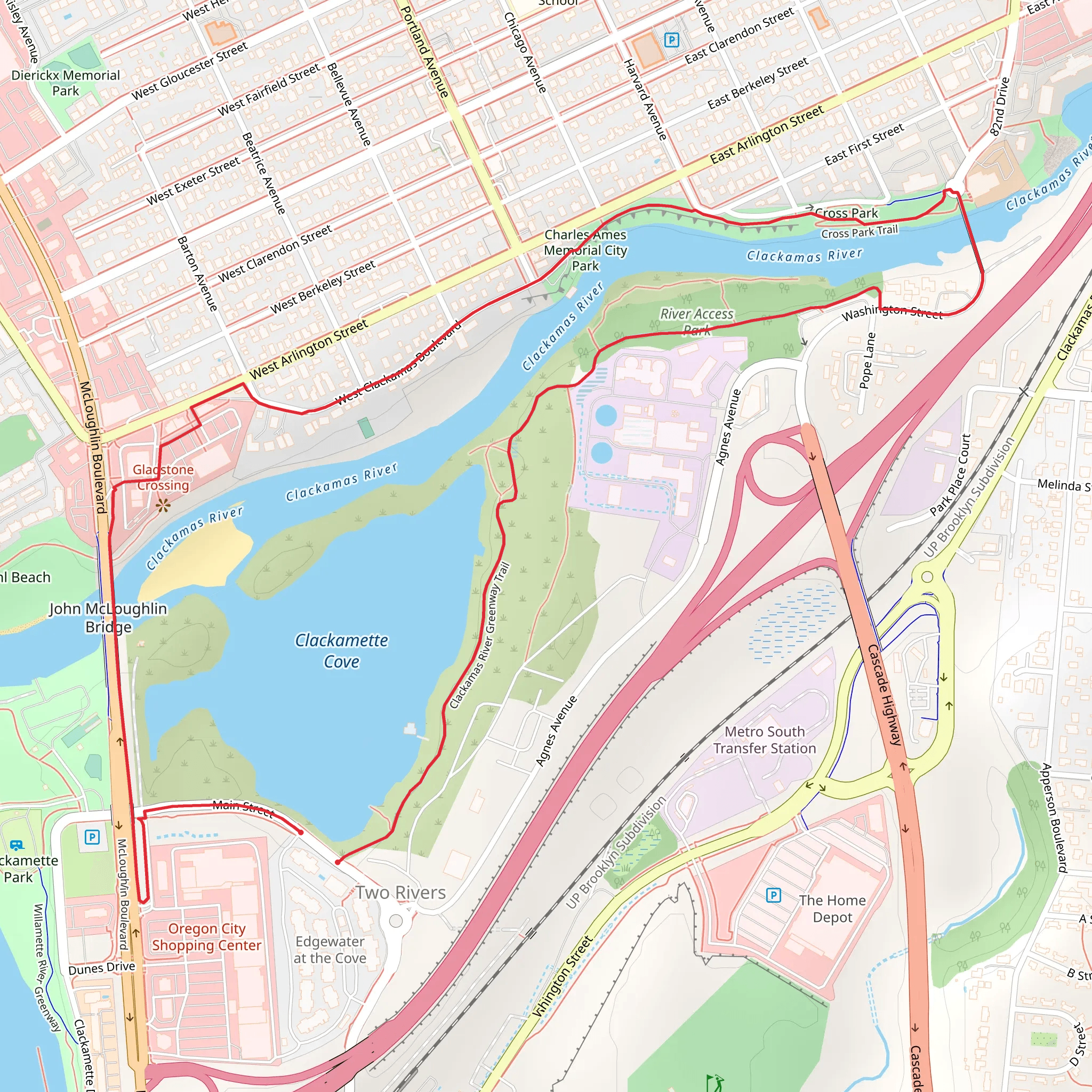 Clackamette Cove Loop mobile static map
