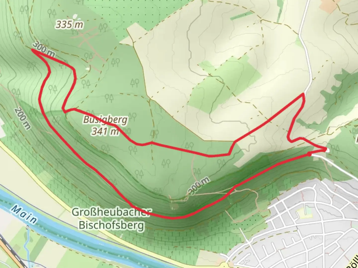 An image depicting the trail Grossheubach Rundwanderweg 9 and its surrounding area.
