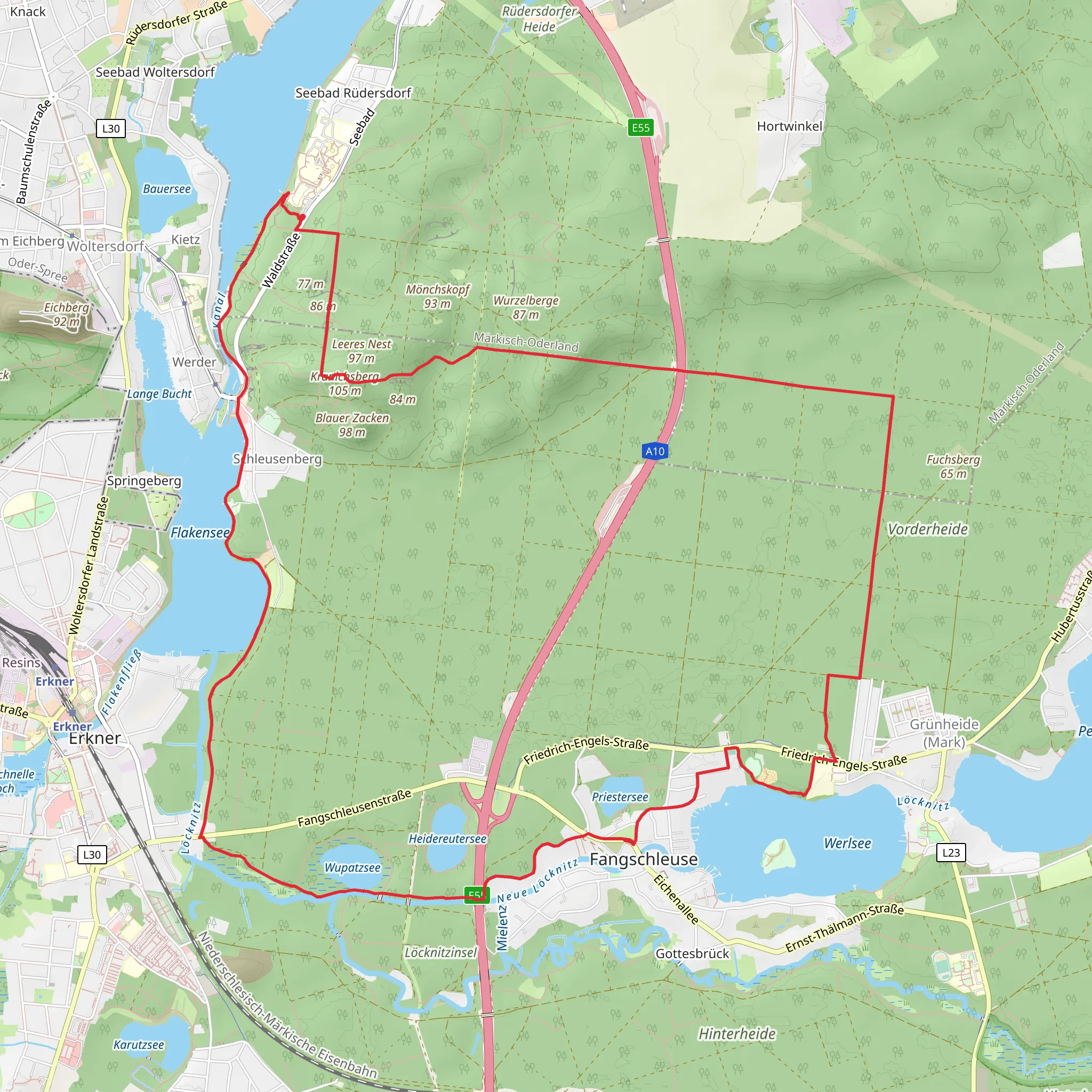 Rudersdorfer Heide and Fangschlesuse Loop mobile static map