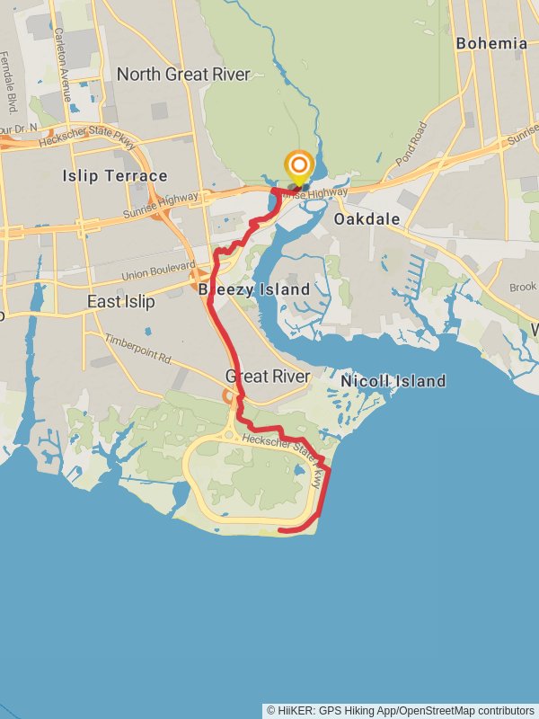 Long Island Greenbelt Trail from Lower Pond - Montauk Highway mobile static map