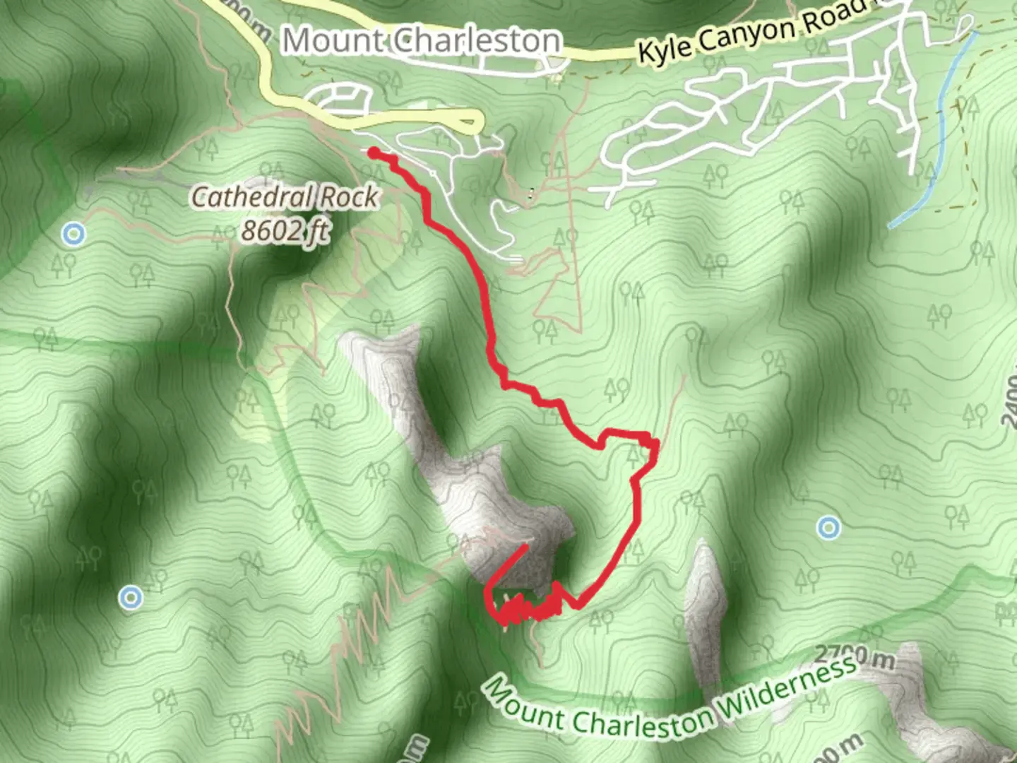 An image depicting the trail Charleston Peak Trail South and its surrounding area.