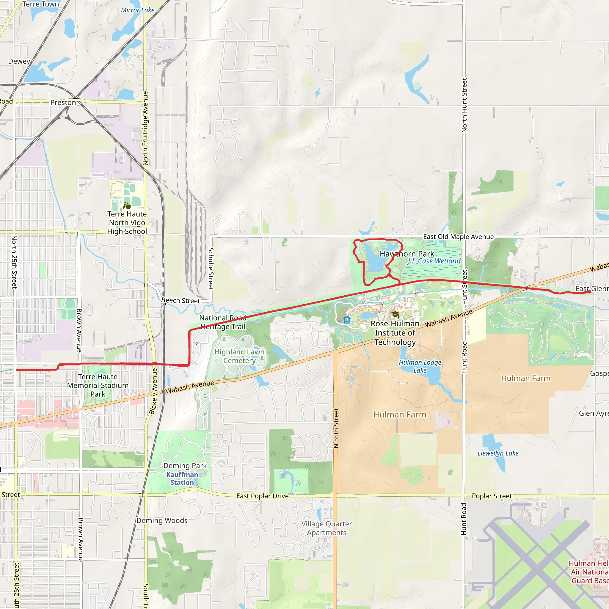 Maple Avenue Lake and National Road Heritage Trail mobile static map