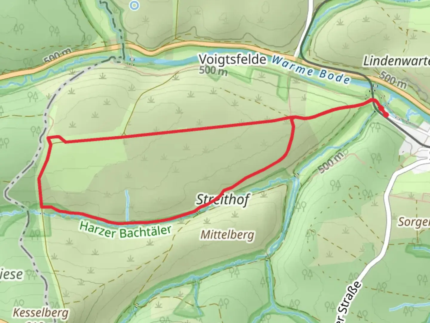 An image depicting the trail Streithof Loop via Grenzweg and its surrounding area.
