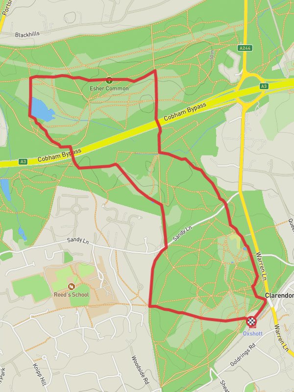 Esher Common, Black Pond and Oxshott Heath Loop mobile static map