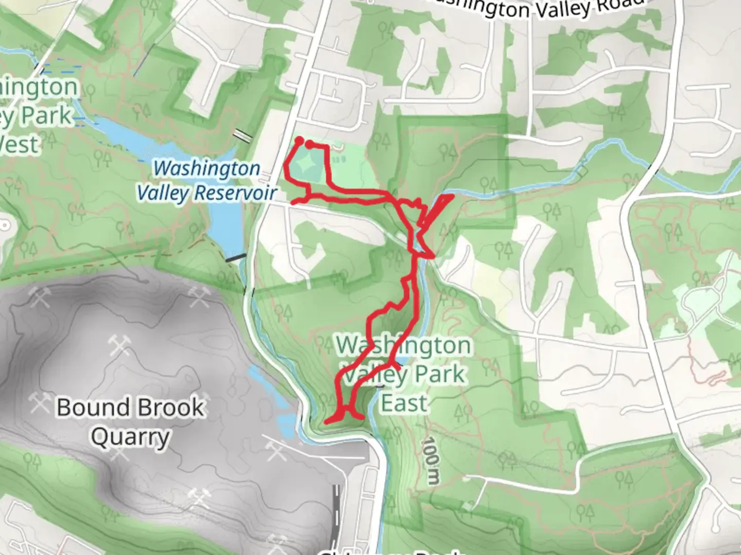 An image depicting the trail Unblazed Singletrack and Chimney Rock Park Loop and its surrounding area.