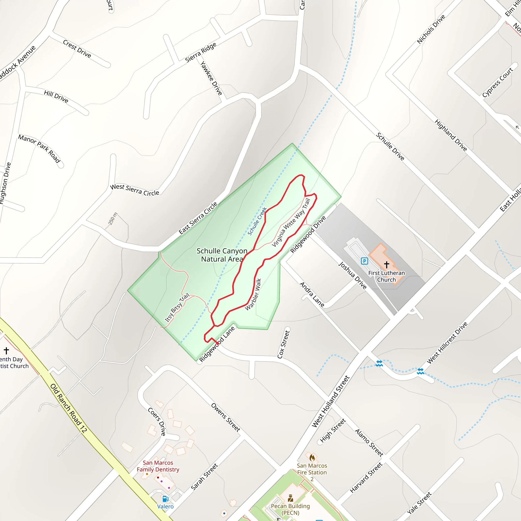 Warbler and Virginia Witte Way Loop Trail mobile static map