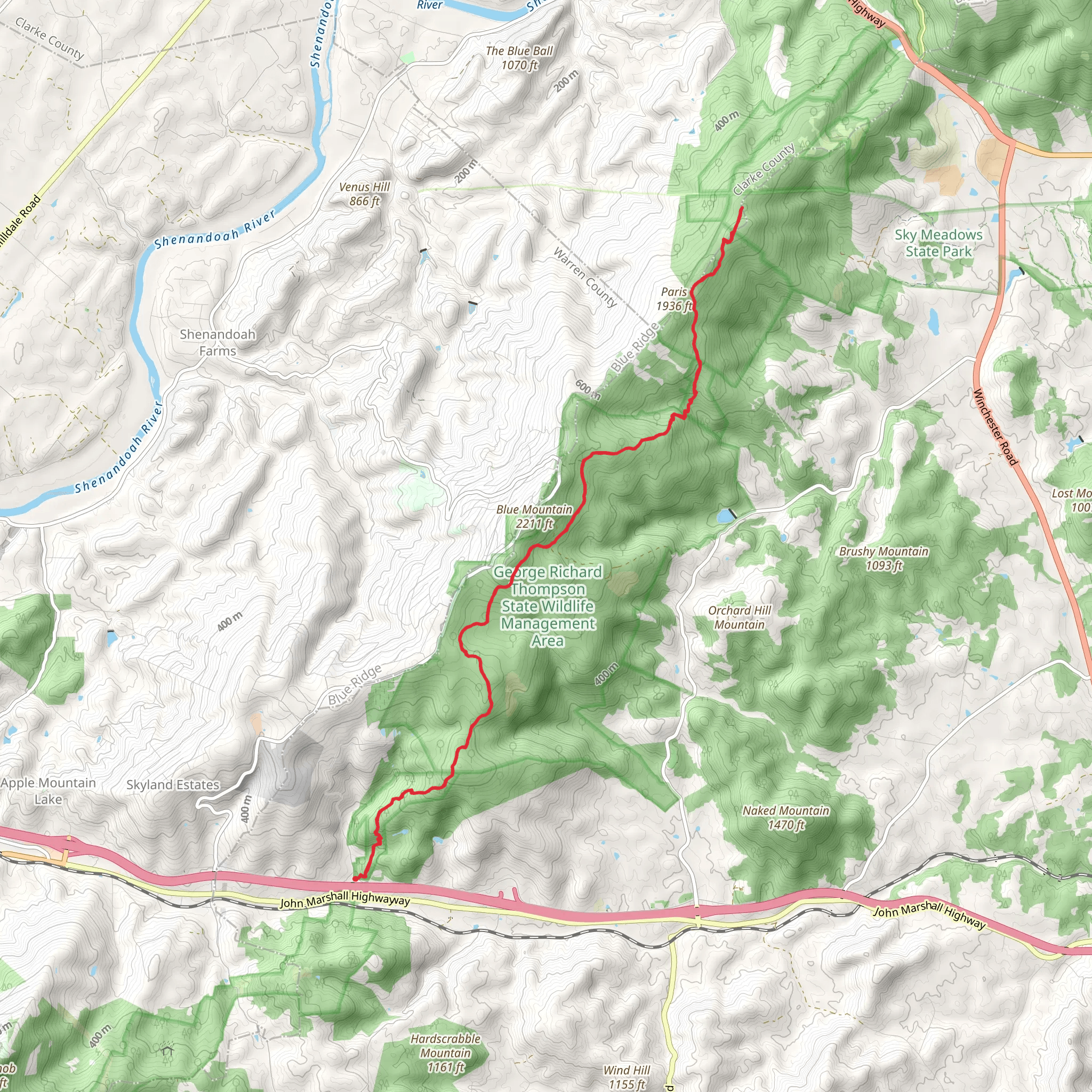Appalachian Trail from Tuckers Lane mobile static map