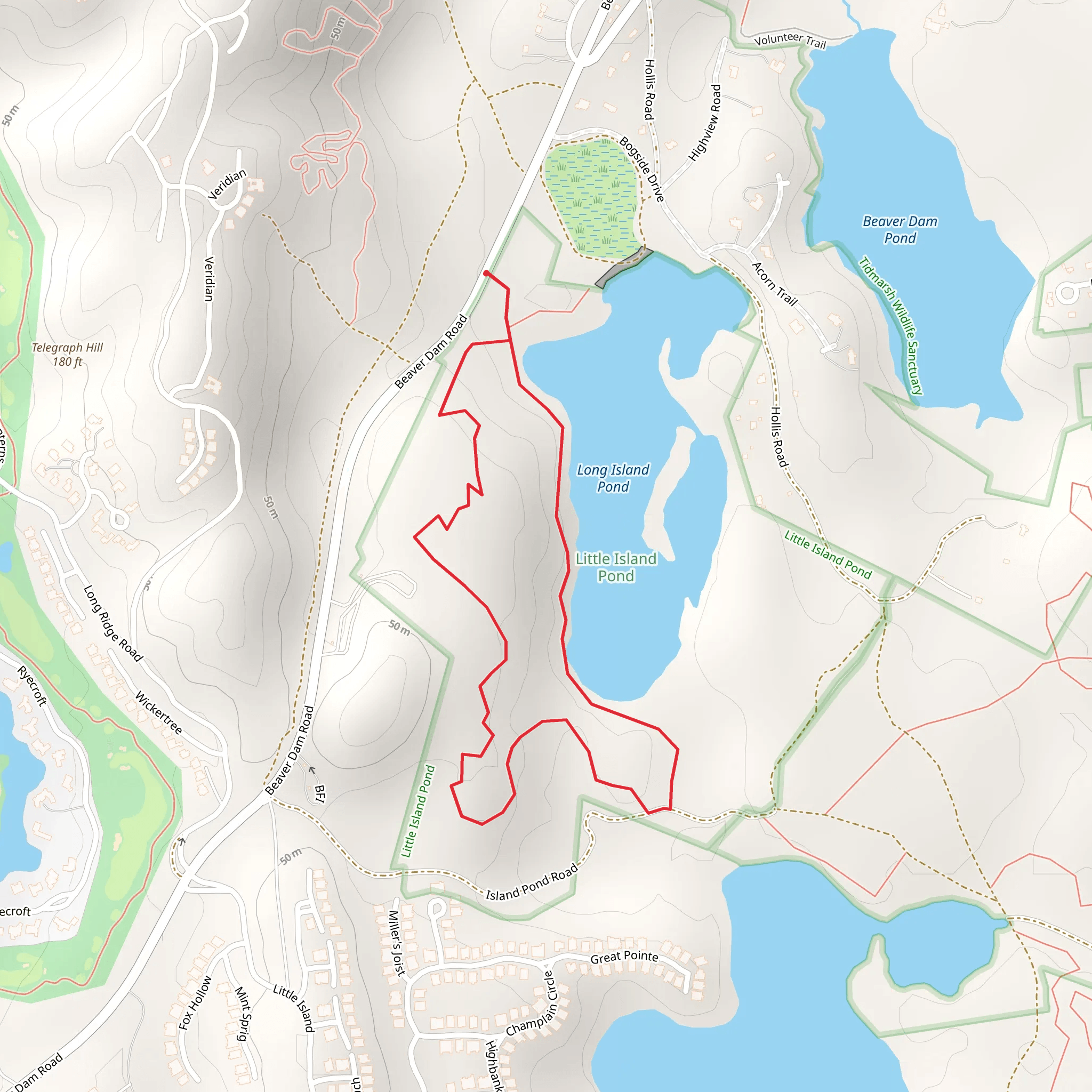 Long Island Pond Loop mobile static map