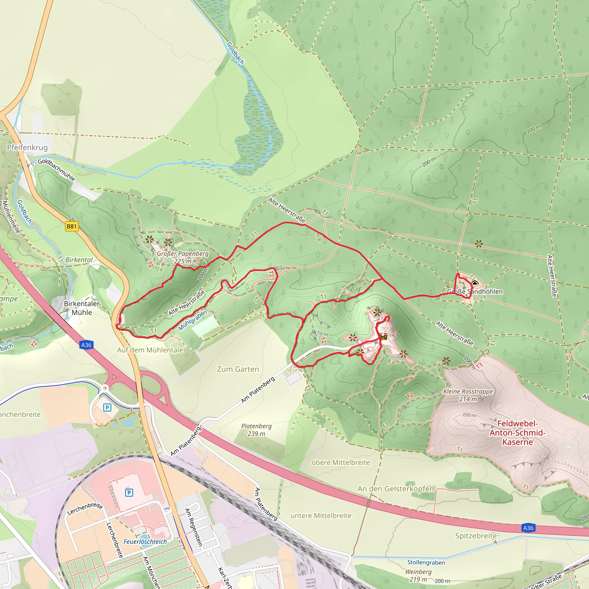 Sandhohlen and Felsburgruine Regenstein Loop mobile static map