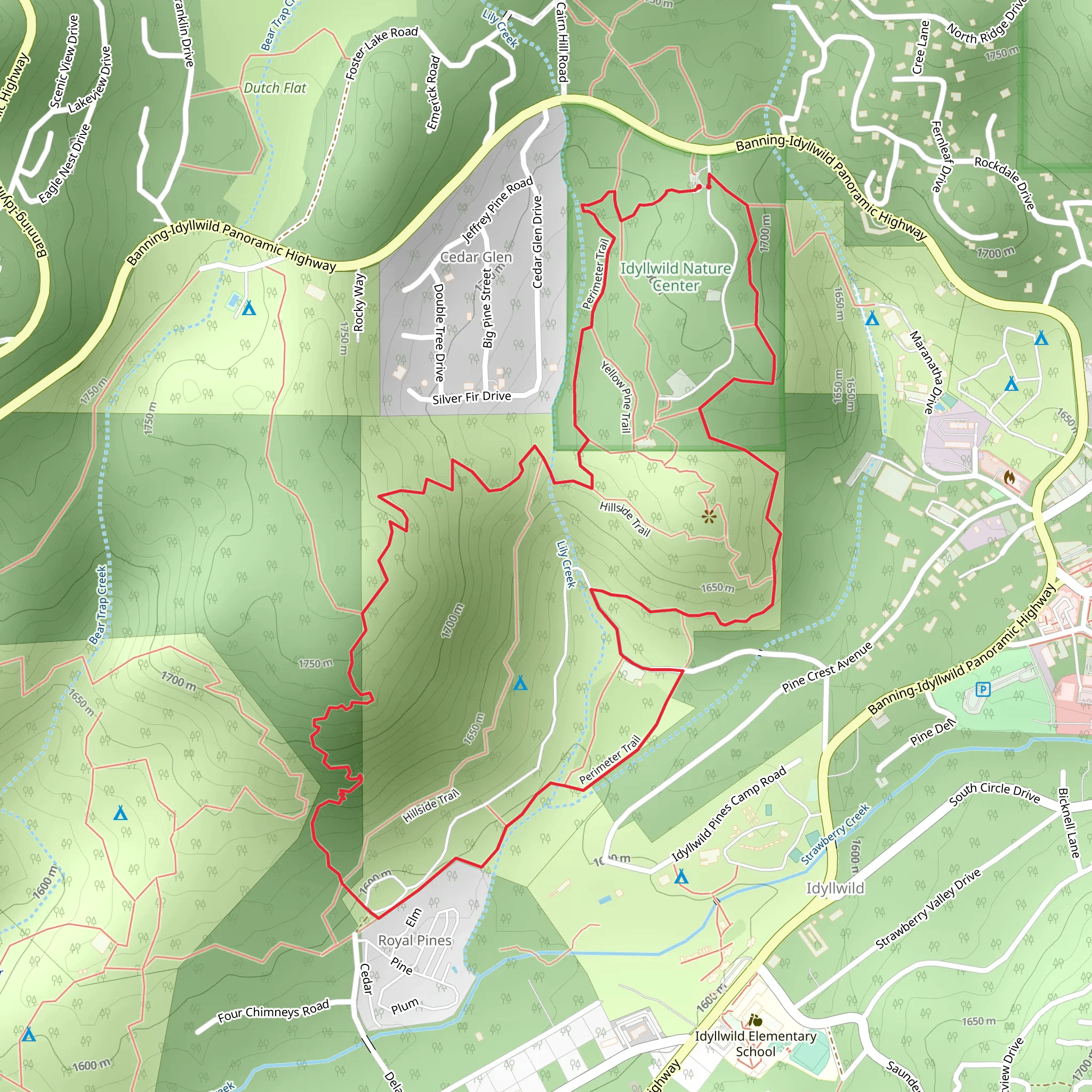 Perimeter and Summit Loop Trail mobile static map