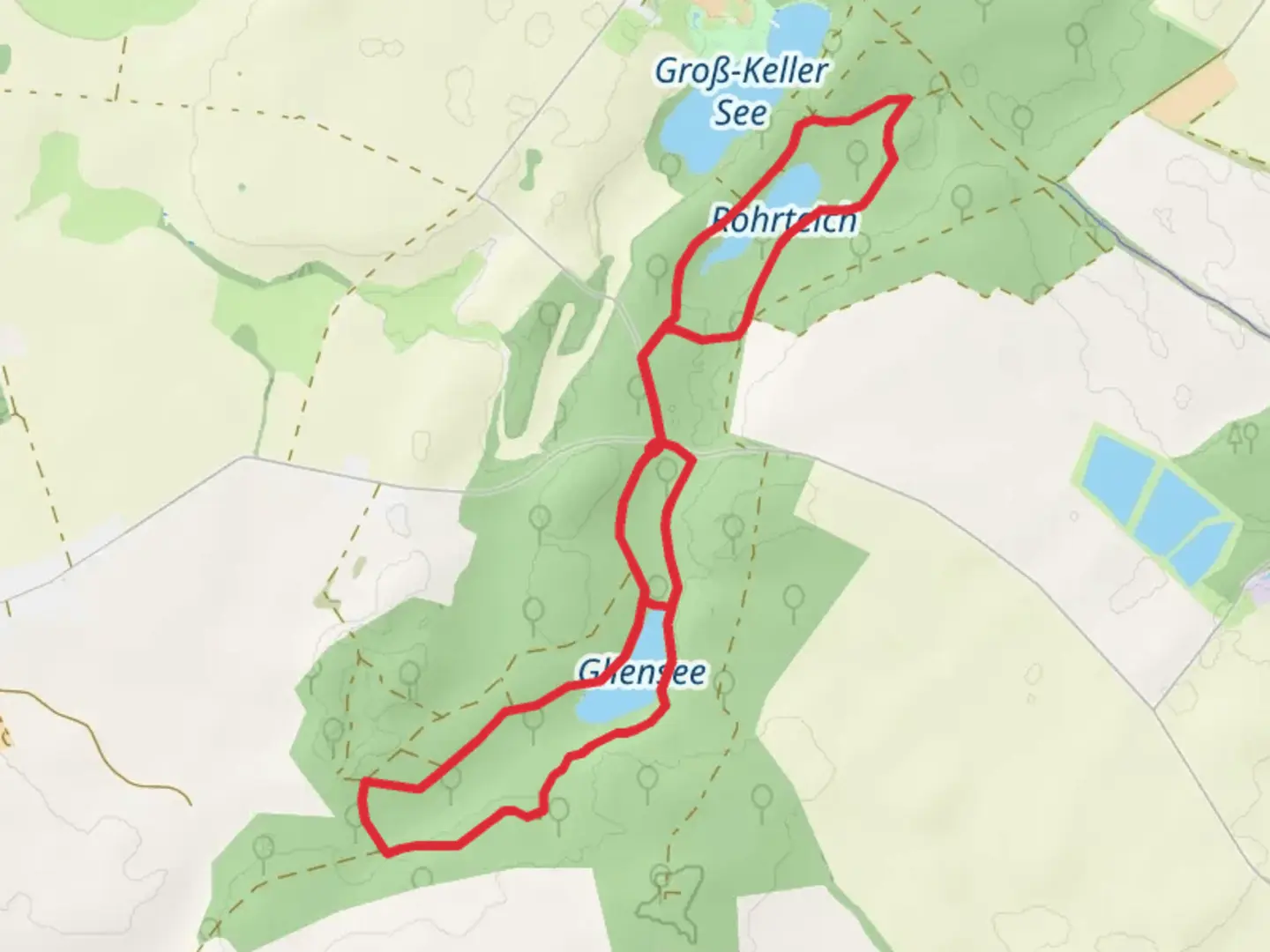 An image depicting the trail Gliensee and Rohrteich Loop and its surrounding area.