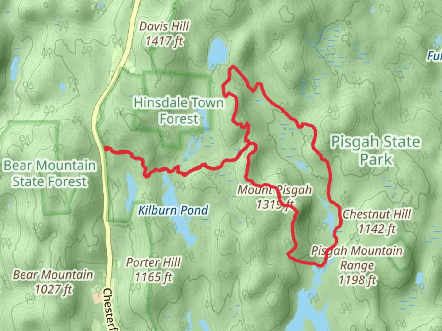 An image depicting the trail Mount Pisgah Baker Pond Loop Trail and its surrounding area.