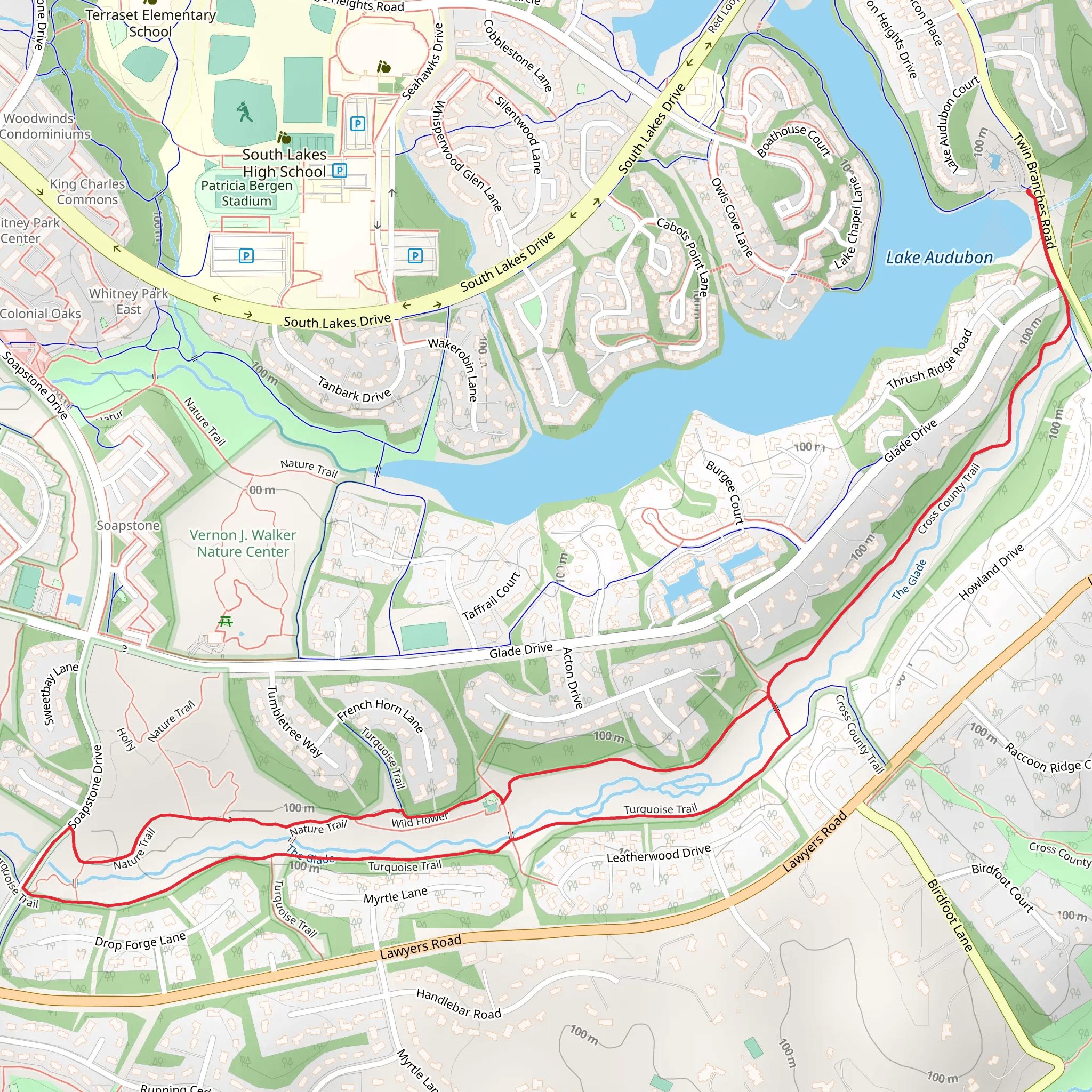 Turquoise and Nature Loop Trail from Lake Audubon mobile static map