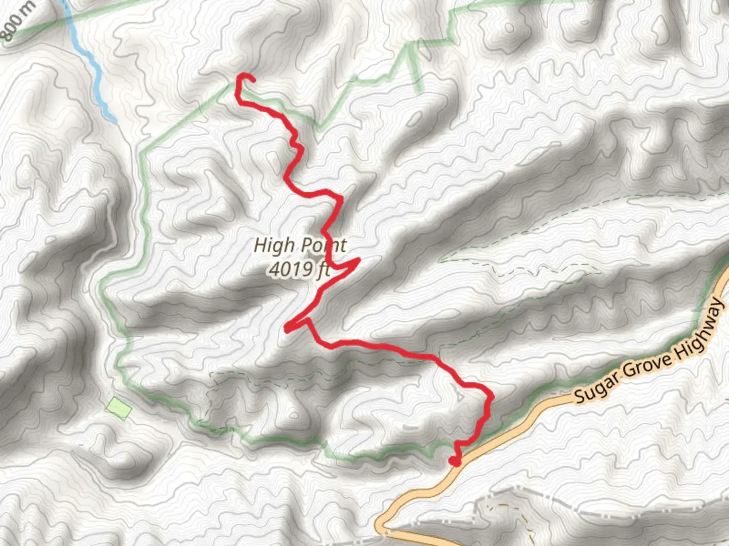 An image depicting the trail Dickey Gap and High Point and its surrounding area.