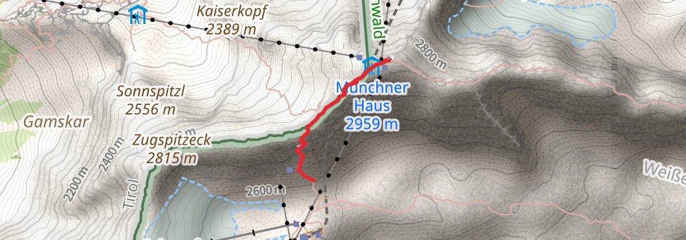 Zugspitze Hike from Ehrwalder Alm stage 2 Map