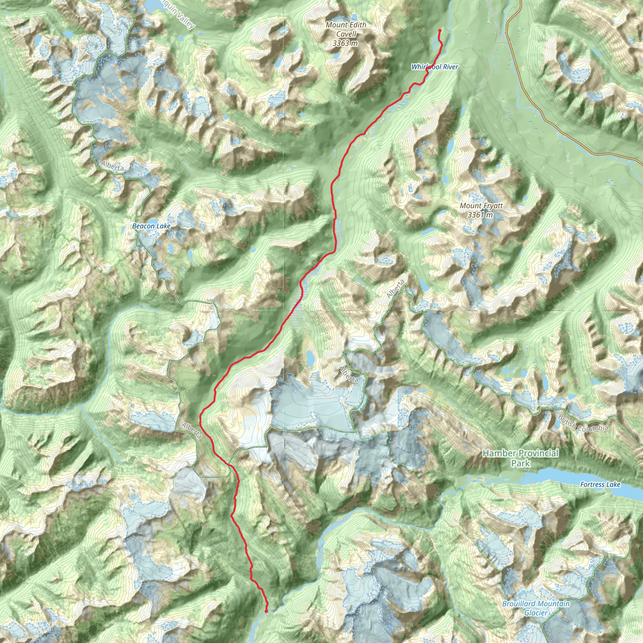Athabasca Pass Trail mobile static map