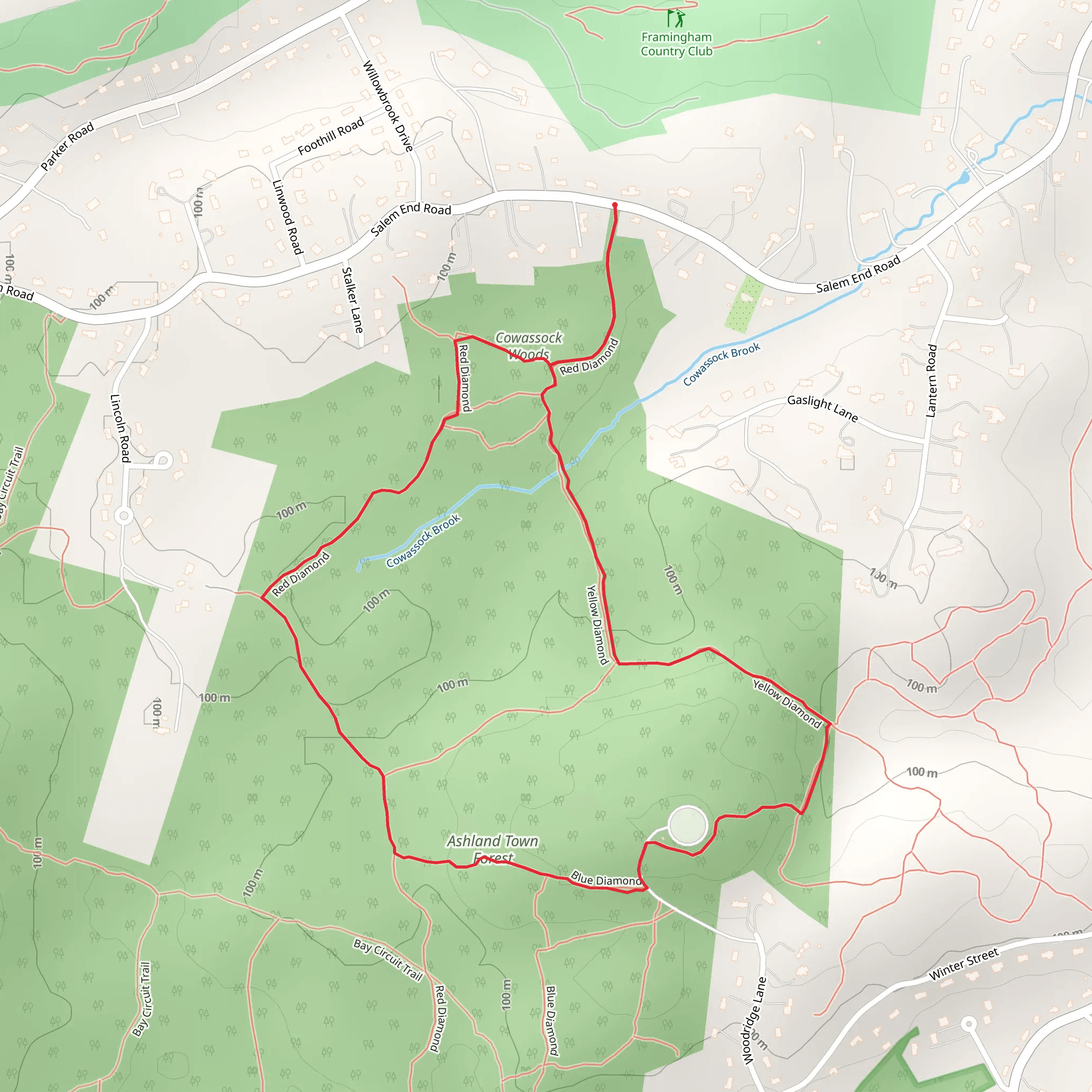 Ashland Town Forest Loop mobile static map