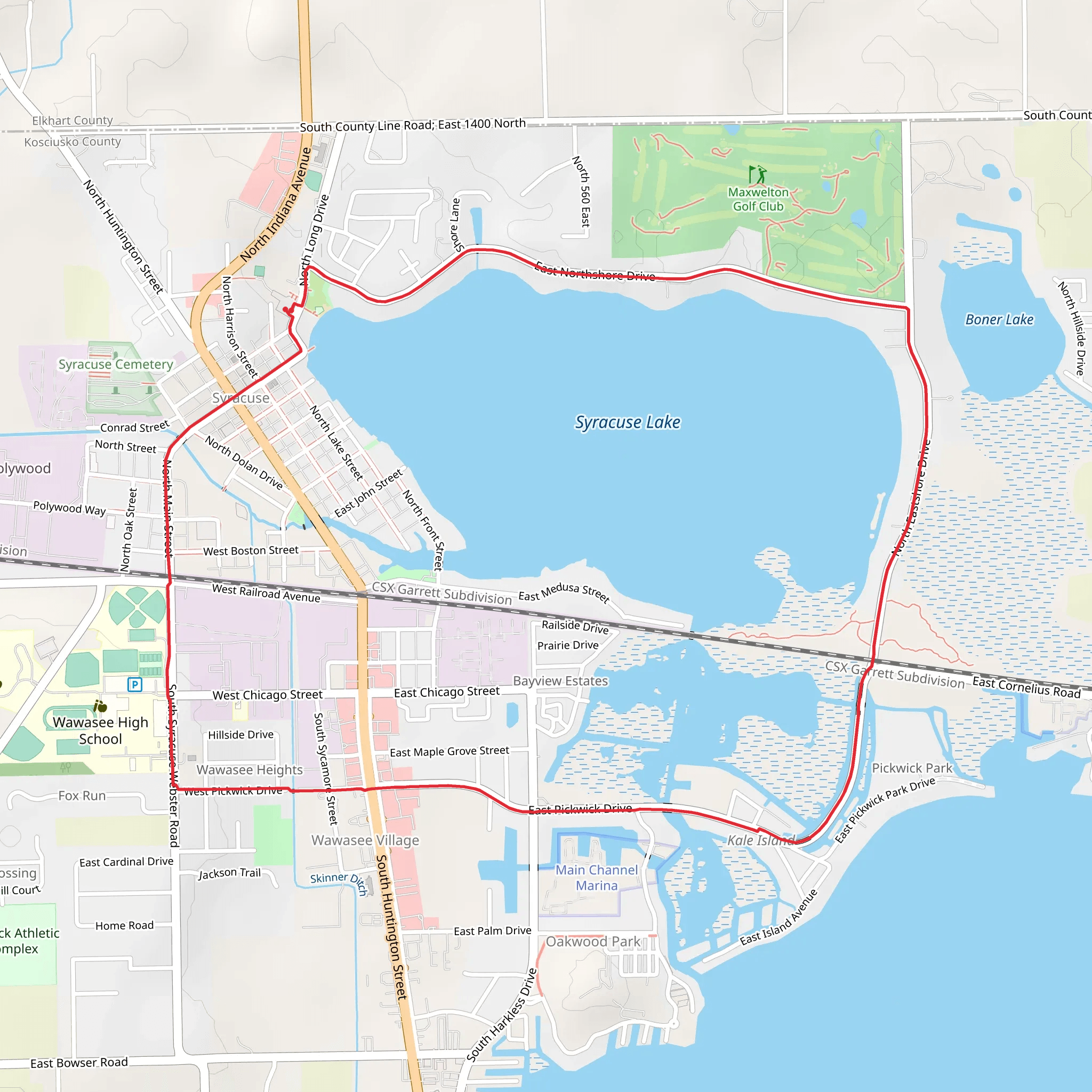 Syracuse Lake Loop Syracuse - Wawasee Trail mobile static map