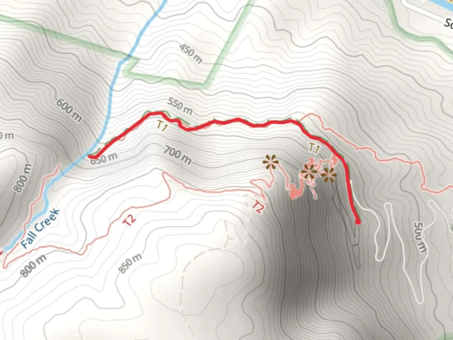 An image depicting the trail Hickory Nut Falls and its surrounding area.