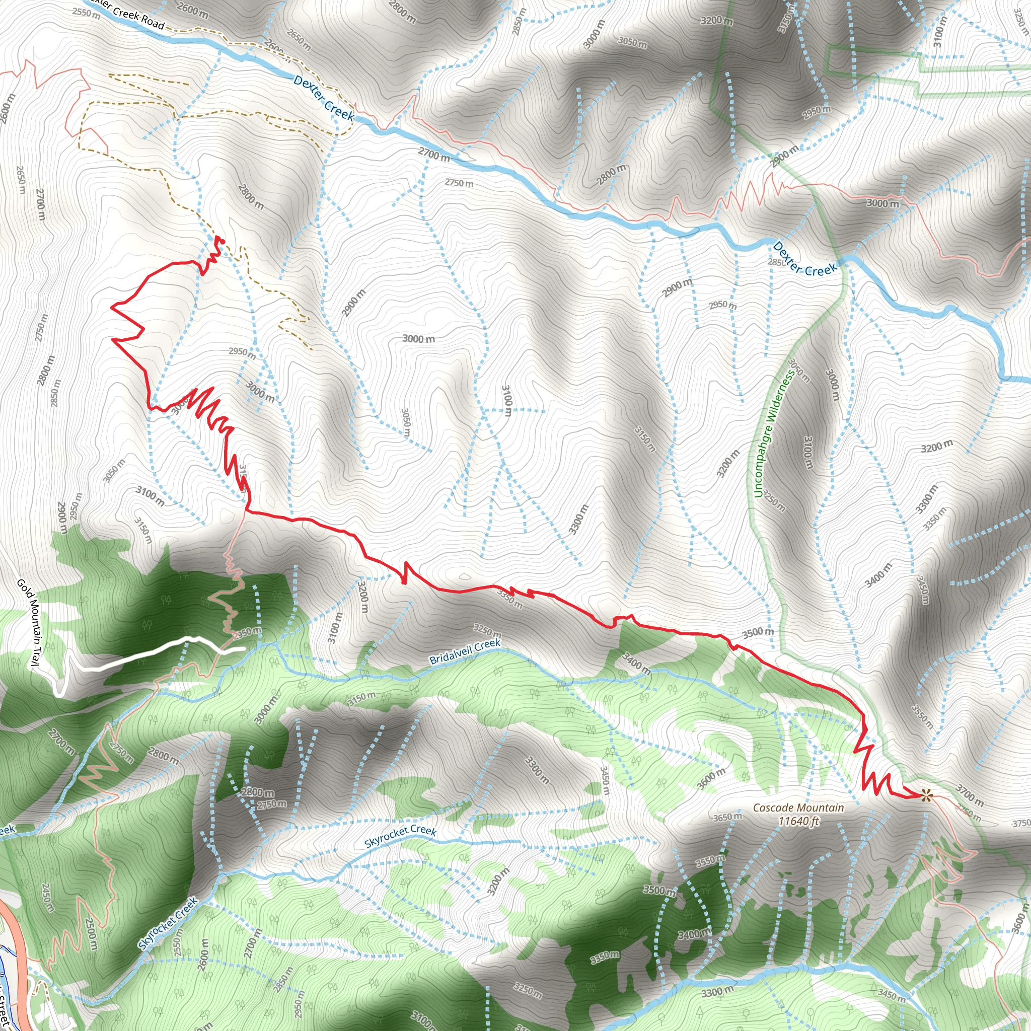 Cascade Mountain from Dexter Creek mobile static map