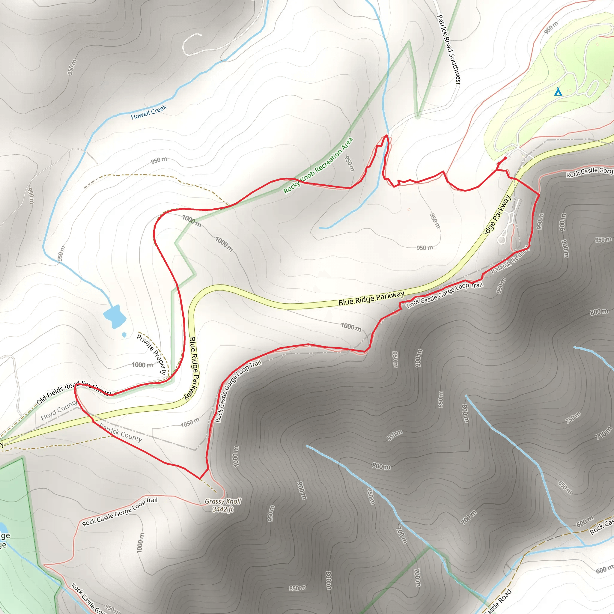 Rock Castle Gorge and Blue Ridge Loop Trail mobile static map