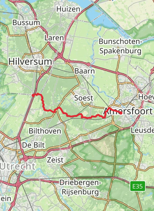 Hike on NS wandeling Lange Duinen - Amersfoort Centraal naar Hollandsche Rading mobile static map