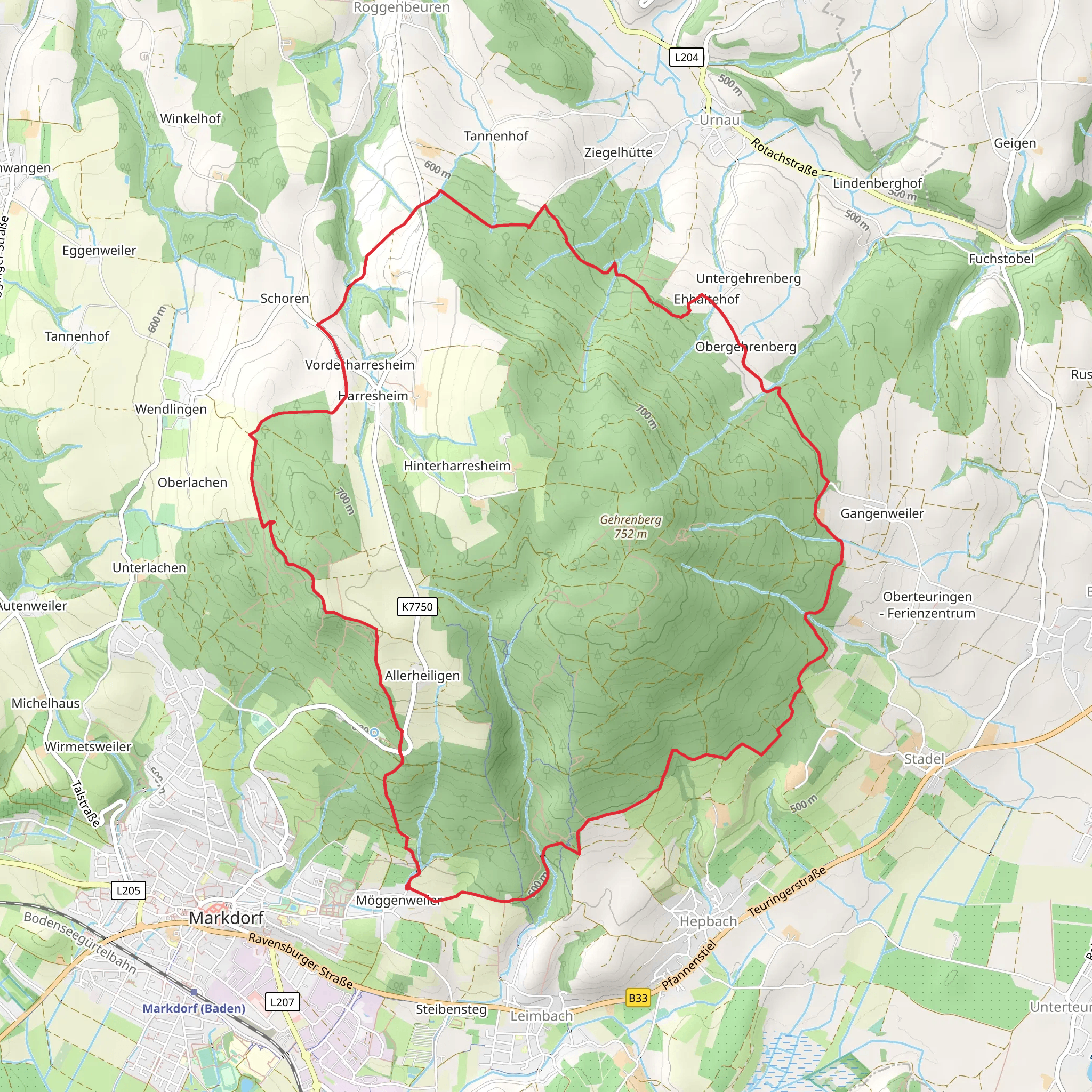 Erdeutsch Loop via GuckinsLand Wanderweg mobile static map
